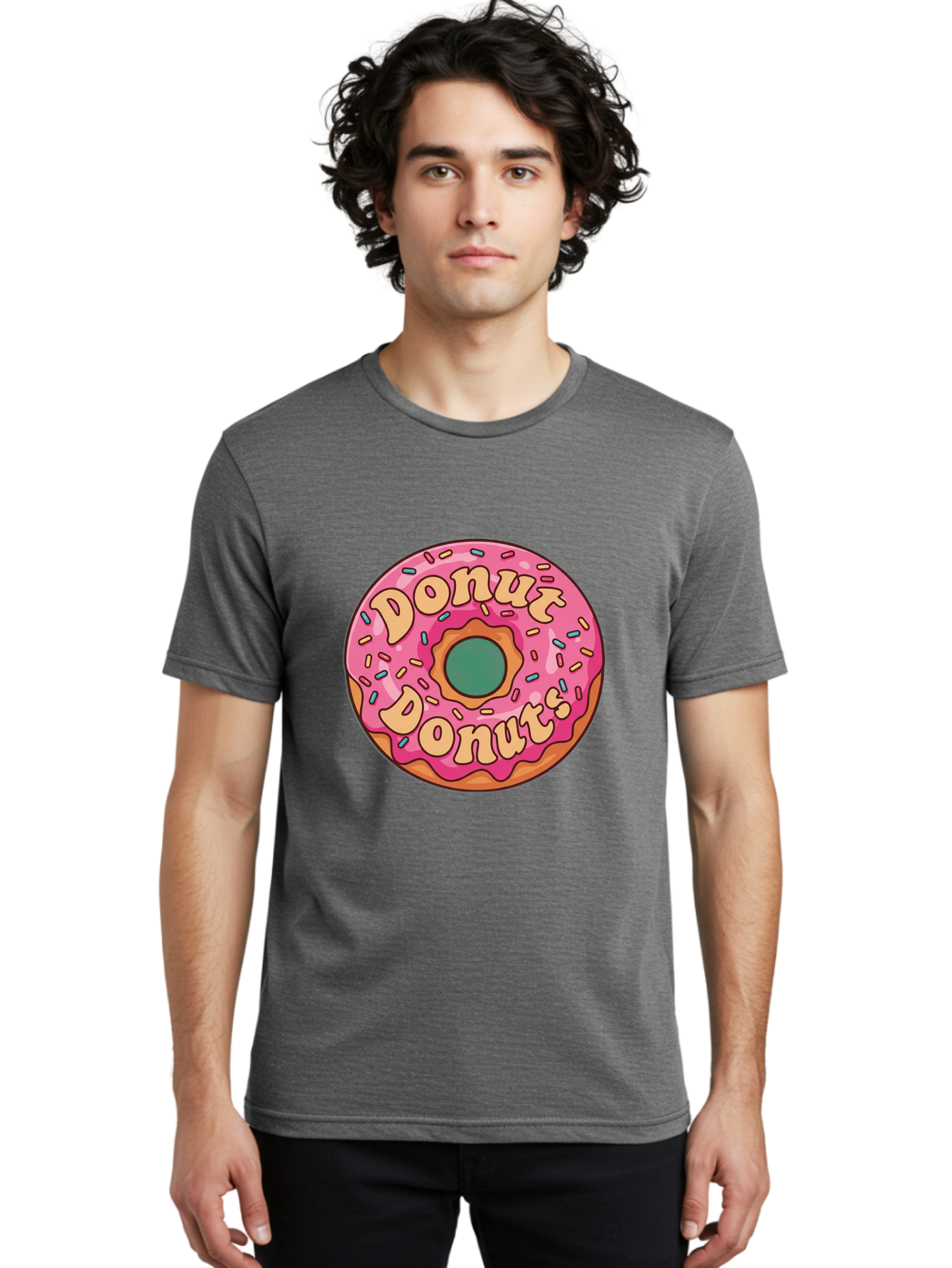 Donut-Donuts Men'S Graphic Tee, 100% Cotton, Comfortable Casual Summer Wear, Machine Washable, Pink Frosted Donut, Donut Shop, Sweet Treats, Baked Goods, Colorful Sprinkles, Tasty Pastry, Donut Lovers, Dessert Delight, Tasty Donut Baa505 4