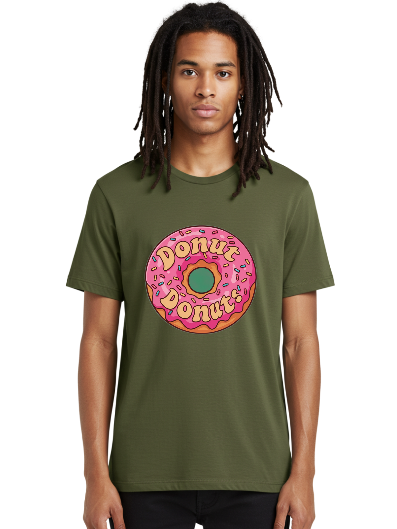 Donut-Donuts Men'S Graphic Tee, 100% Cotton, Comfortable Casual Summer Wear, Machine Washable, Pink Frosted Donut, Donut Shop, Sweet Treats, Baked Goods, Colorful Sprinkles, Tasty Pastry, Donut Lovers, Dessert Delight, Tasty Donut Baa505 24