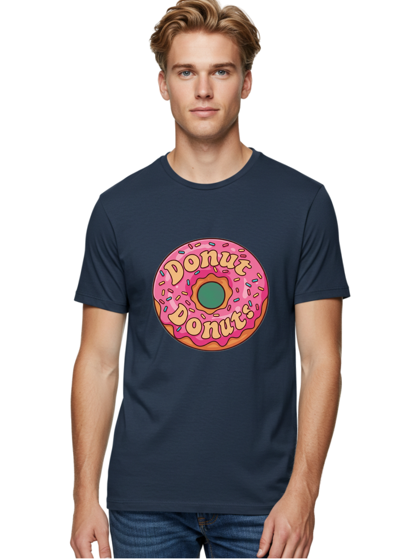 Donut-Donuts Men'S Graphic Tee, 100% Cotton, Comfortable Casual Summer Wear, Machine Washable, Pink Frosted Donut, Donut Shop, Sweet Treats, Baked Goods, Colorful Sprinkles, Tasty Pastry, Donut Lovers, Dessert Delight, Tasty Donut Baa505 6