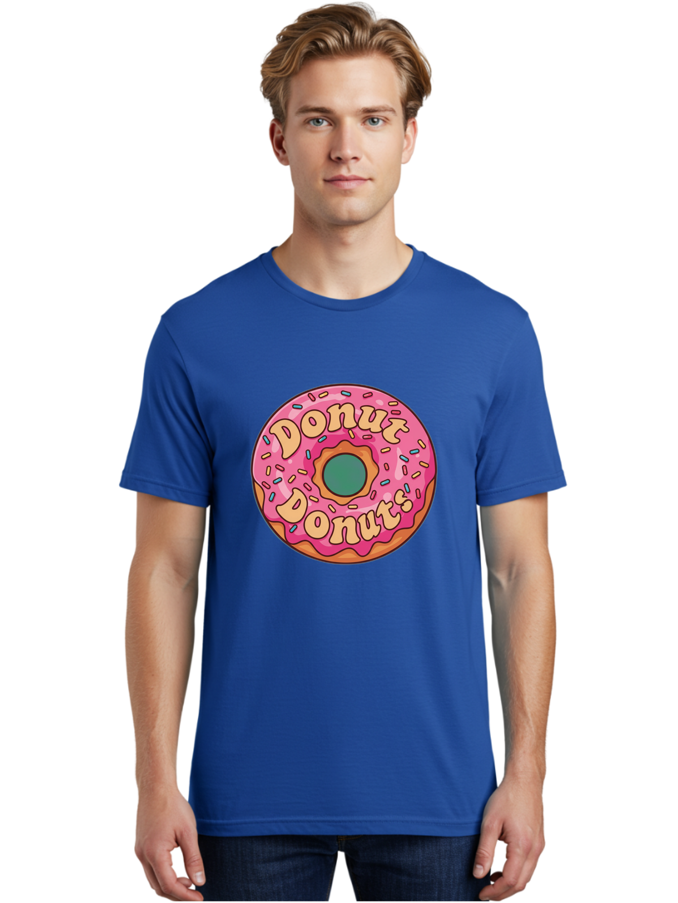 Donut-Donuts Men'S Graphic Tee, 100% Cotton, Comfortable Casual Summer Wear, Machine Washable, Pink Frosted Donut, Donut Shop, Sweet Treats, Baked Goods, Colorful Sprinkles, Tasty Pastry, Donut Lovers, Dessert Delight, Tasty Donut Baa505 12