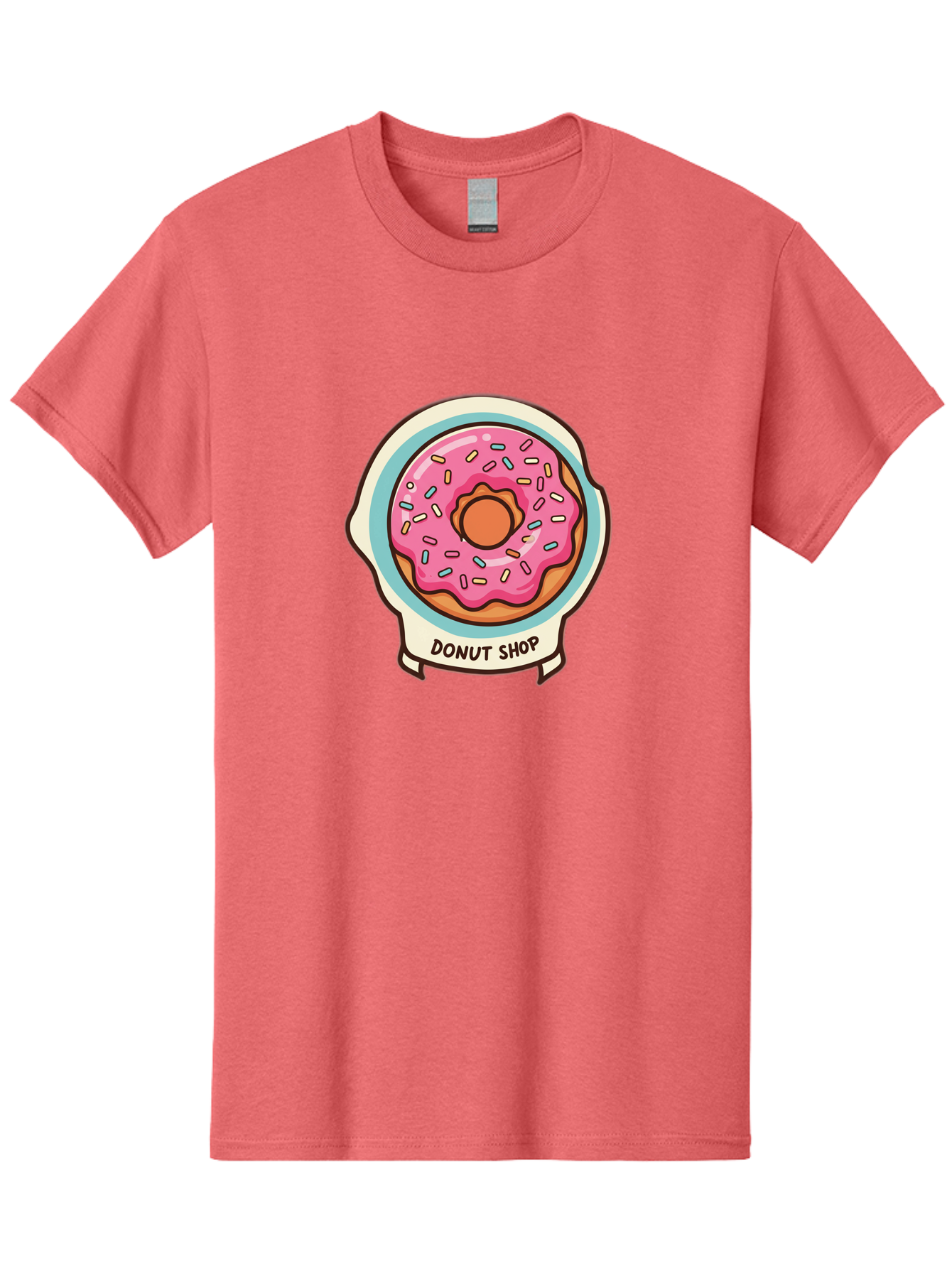 Donut-Shop Men'S Graphic Tee, 100% Cotton, Comfortable Casual Summer Wear, Machine Washable, Donut Shop, Pink Frosted Donut, Sprinkles, Sweet Treats, Baked Goods, Tasty Pastries, Donut Lover, Dessert Shop Baa513 5