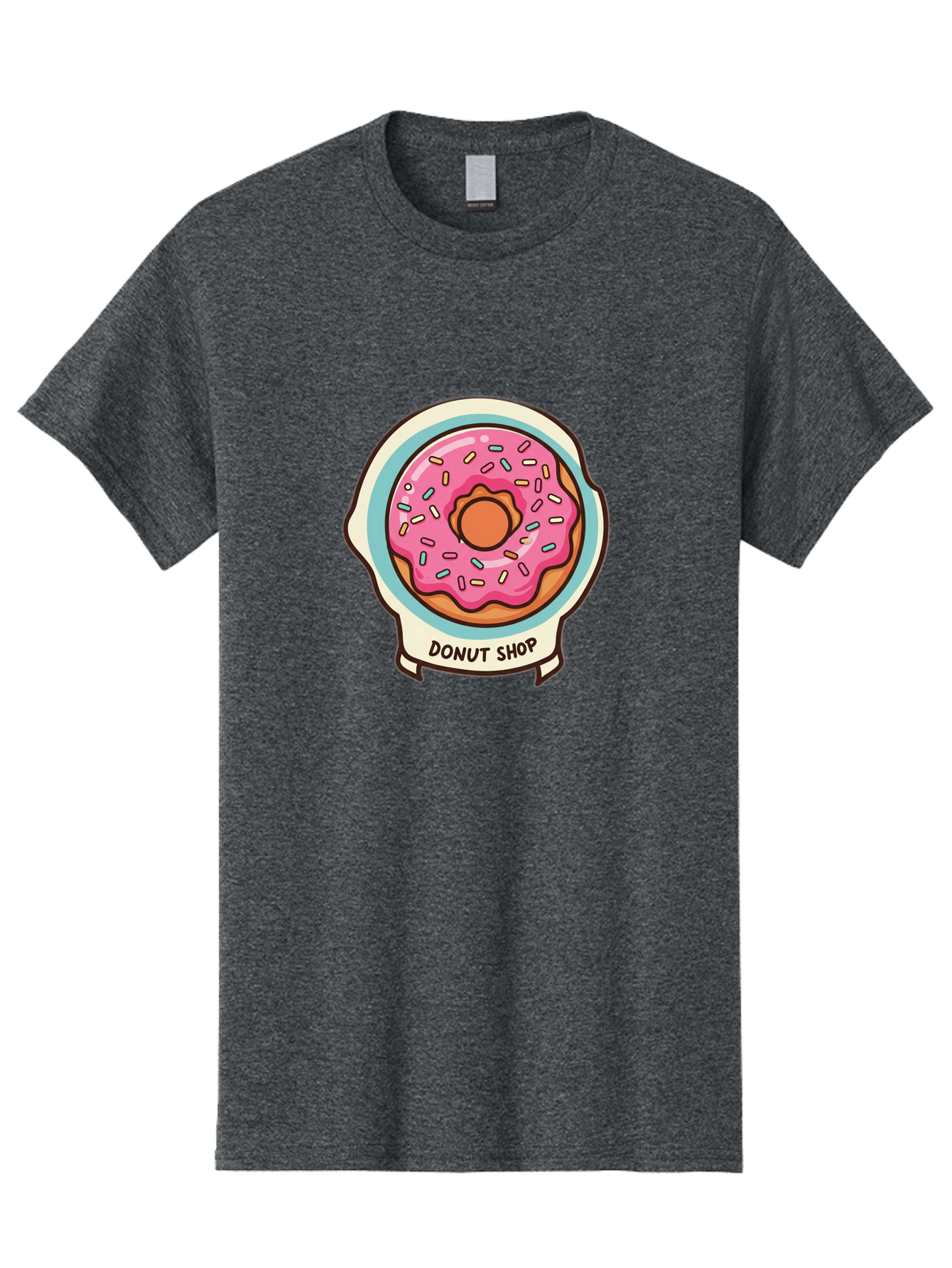Donut-Shop Men'S Graphic Tee, 100% Cotton, Comfortable Casual Summer Wear, Machine Washable, Donut Shop, Pink Frosted Donut, Sprinkles, Sweet Treats, Baked Goods, Tasty Pastries, Donut Lover, Dessert Shop Baa513 7
