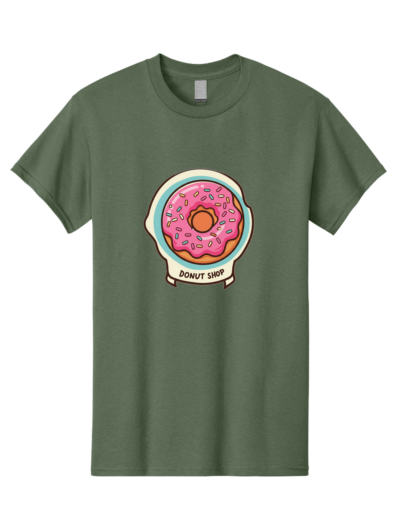 Donut-Shop Men'S Graphic Tee, 100% Cotton, Comfortable Casual Summer Wear, Machine Washable, Donut Shop, Pink Frosted Donut, Sprinkles, Sweet Treats, Baked Goods, Tasty Pastries, Donut Lover, Dessert Shop Baa513 13