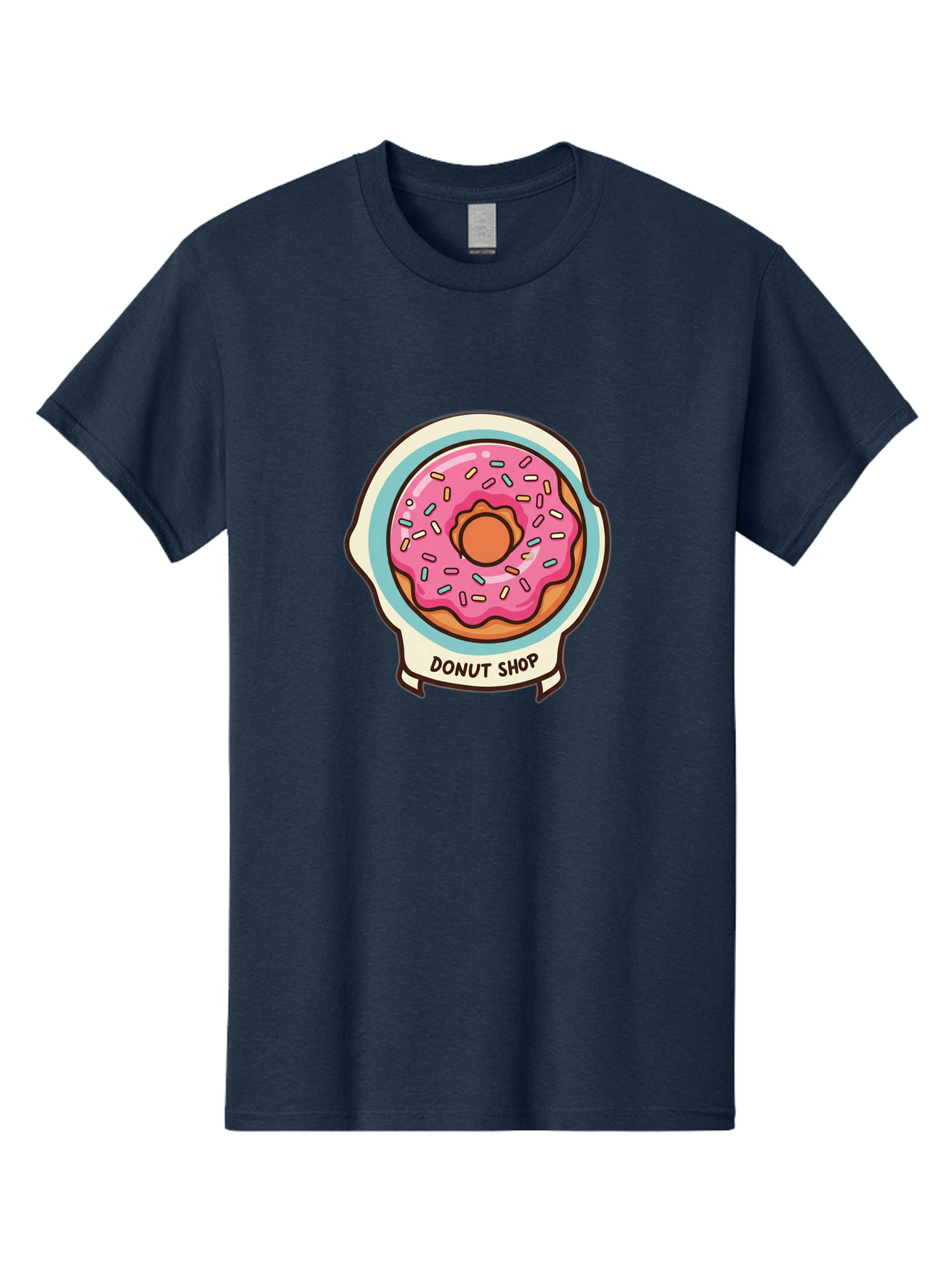Donut-Shop Men'S Graphic Tee, 100% Cotton, Comfortable Casual Summer Wear, Machine Washable, Donut Shop, Pink Frosted Donut, Sprinkles, Sweet Treats, Baked Goods, Tasty Pastries, Donut Lover, Dessert Shop Baa513 3