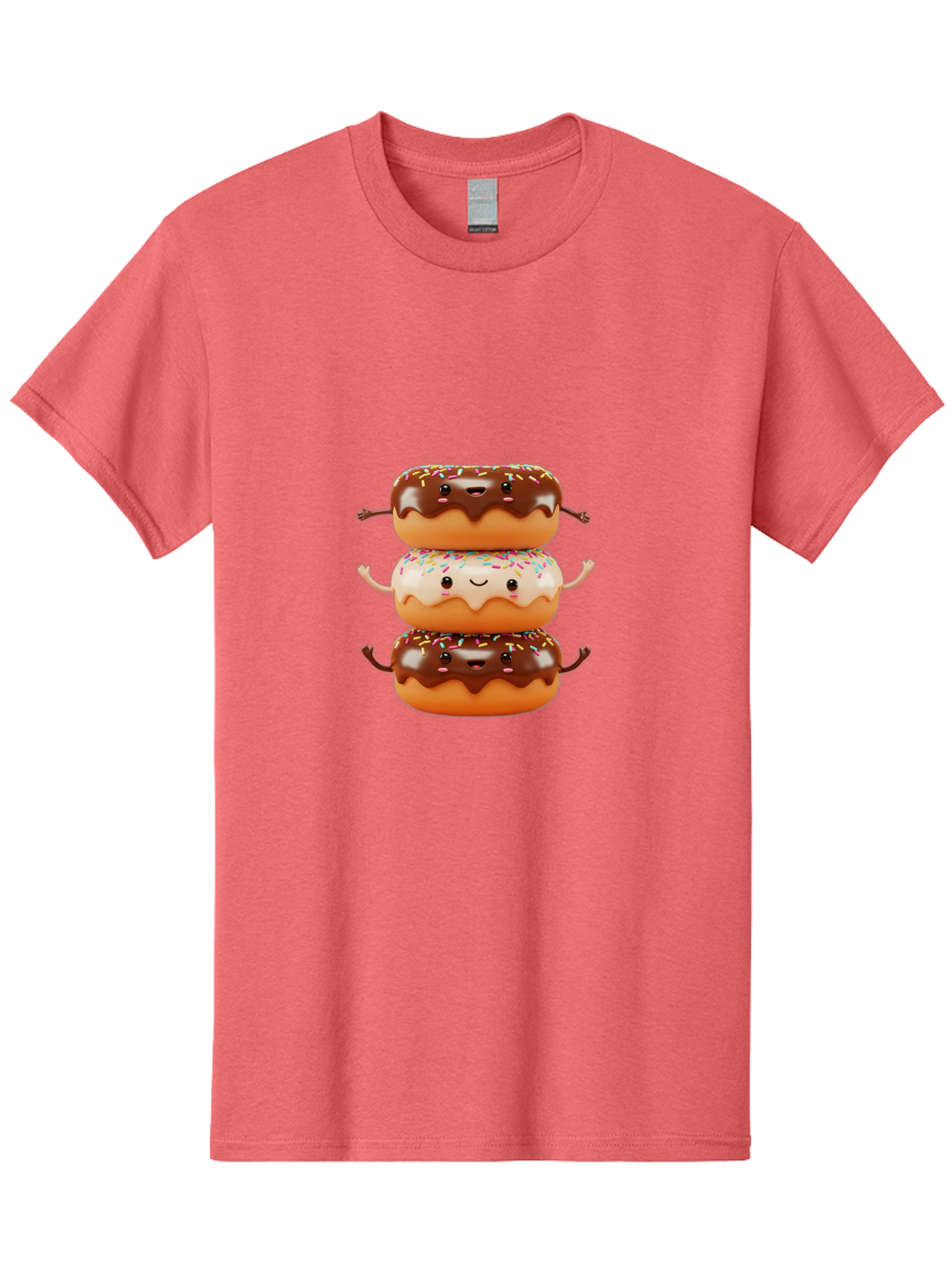 Donut-Stack Men'S Graphic Tee, 100% Cotton, Comfortable Casual Summer Wear, Machine Washable, Stacked Donuts, Chocolate Glazed Donut, Sprinkles Donut, Smiling Faces, Colorful Sweets, Playful Pastries, Sweet Treats, Dessert Lovers, Donut Stack, Baa514 17