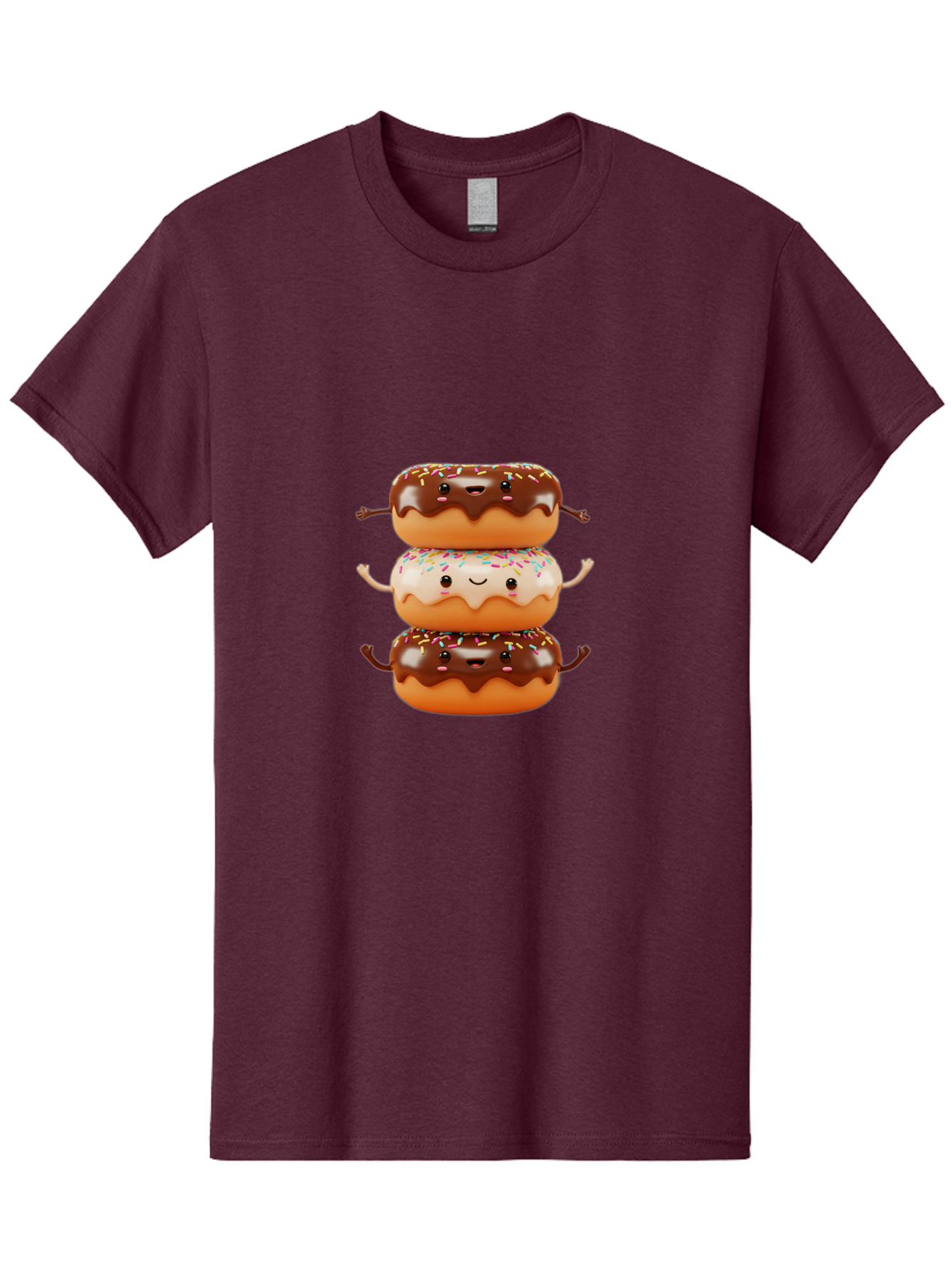 Donut-Stack Men'S Graphic Tee, 100% Cotton, Comfortable Casual Summer Wear, Machine Washable, Stacked Donuts, Chocolate Glazed Donut, Sprinkles Donut, Smiling Faces, Colorful Sweets, Playful Pastries, Sweet Treats, Dessert Lovers, Donut Stack, Baa514 29