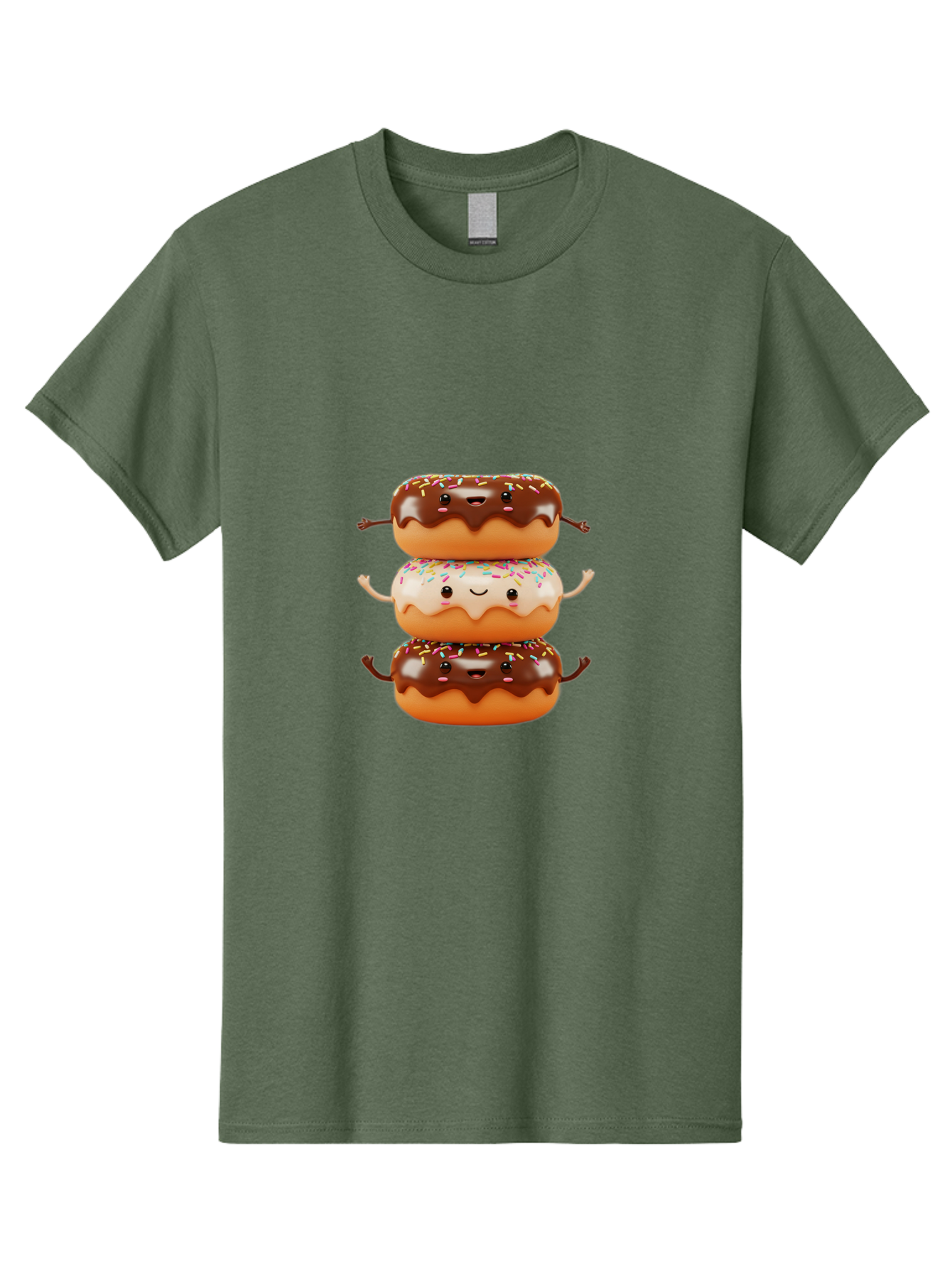 Donut-Stack Men'S Graphic Tee, 100% Cotton, Comfortable Casual Summer Wear, Machine Washable, Stacked Donuts, Chocolate Glazed Donut, Sprinkles Donut, Smiling Faces, Colorful Sweets, Playful Pastries, Sweet Treats, Dessert Lovers, Donut Stack, Baa514 15