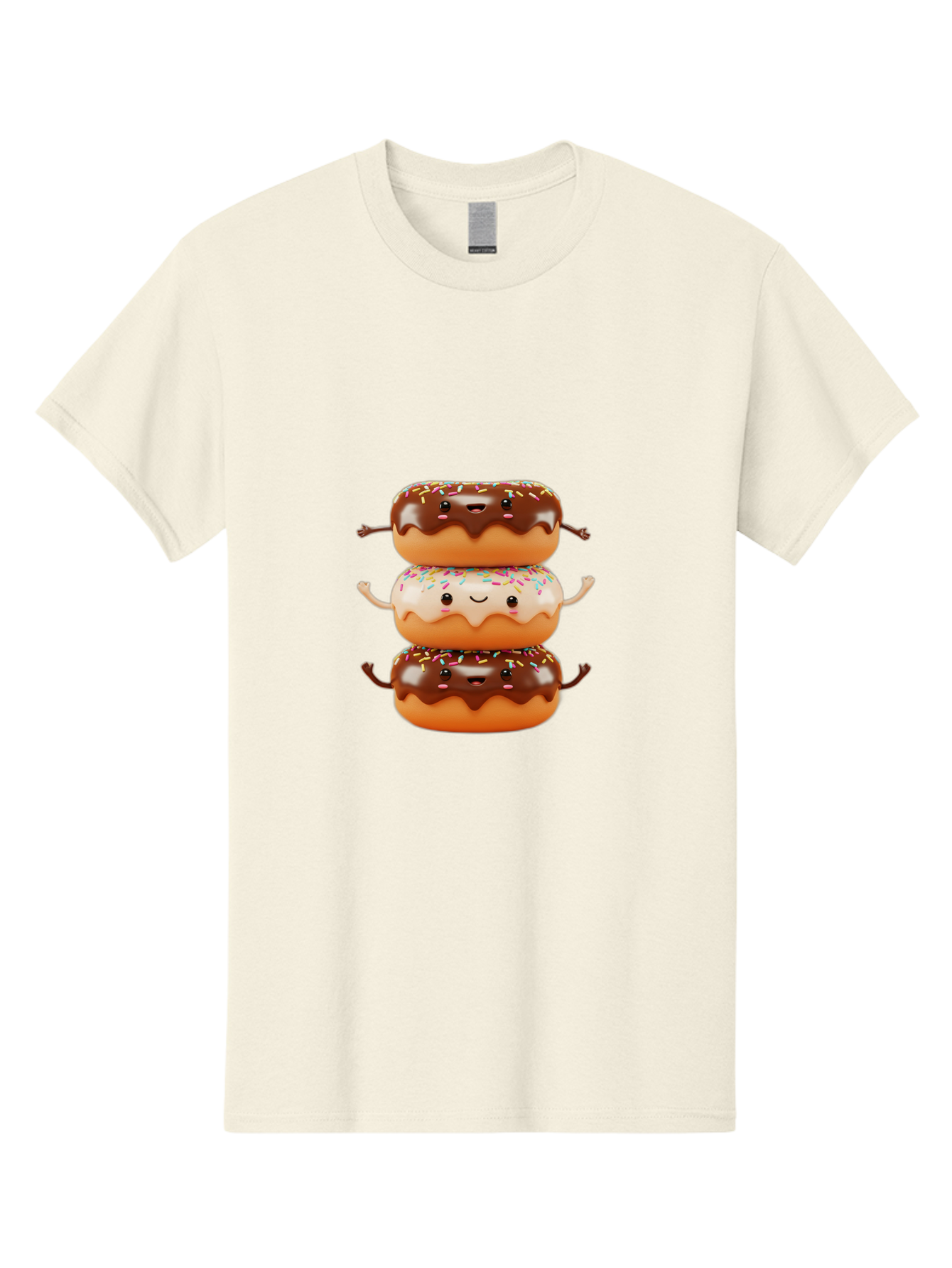 Donut-Stack Men'S Graphic Tee, 100% Cotton, Comfortable Casual Summer Wear, Machine Washable, Stacked Donuts, Chocolate Glazed Donut, Sprinkles Donut, Smiling Faces, Colorful Sweets, Playful Pastries, Sweet Treats, Dessert Lovers, Donut Stack, Baa514 23