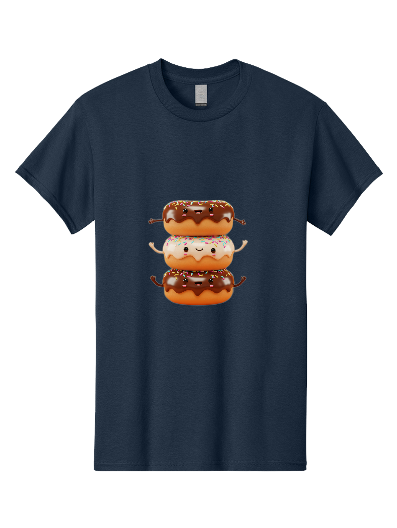 Donut-Stack Men'S Graphic Tee, 100% Cotton, Comfortable Casual Summer Wear, Machine Washable, Stacked Donuts, Chocolate Glazed Donut, Sprinkles Donut, Smiling Faces, Colorful Sweets, Playful Pastries, Sweet Treats, Dessert Lovers, Donut Stack, Baa514 11