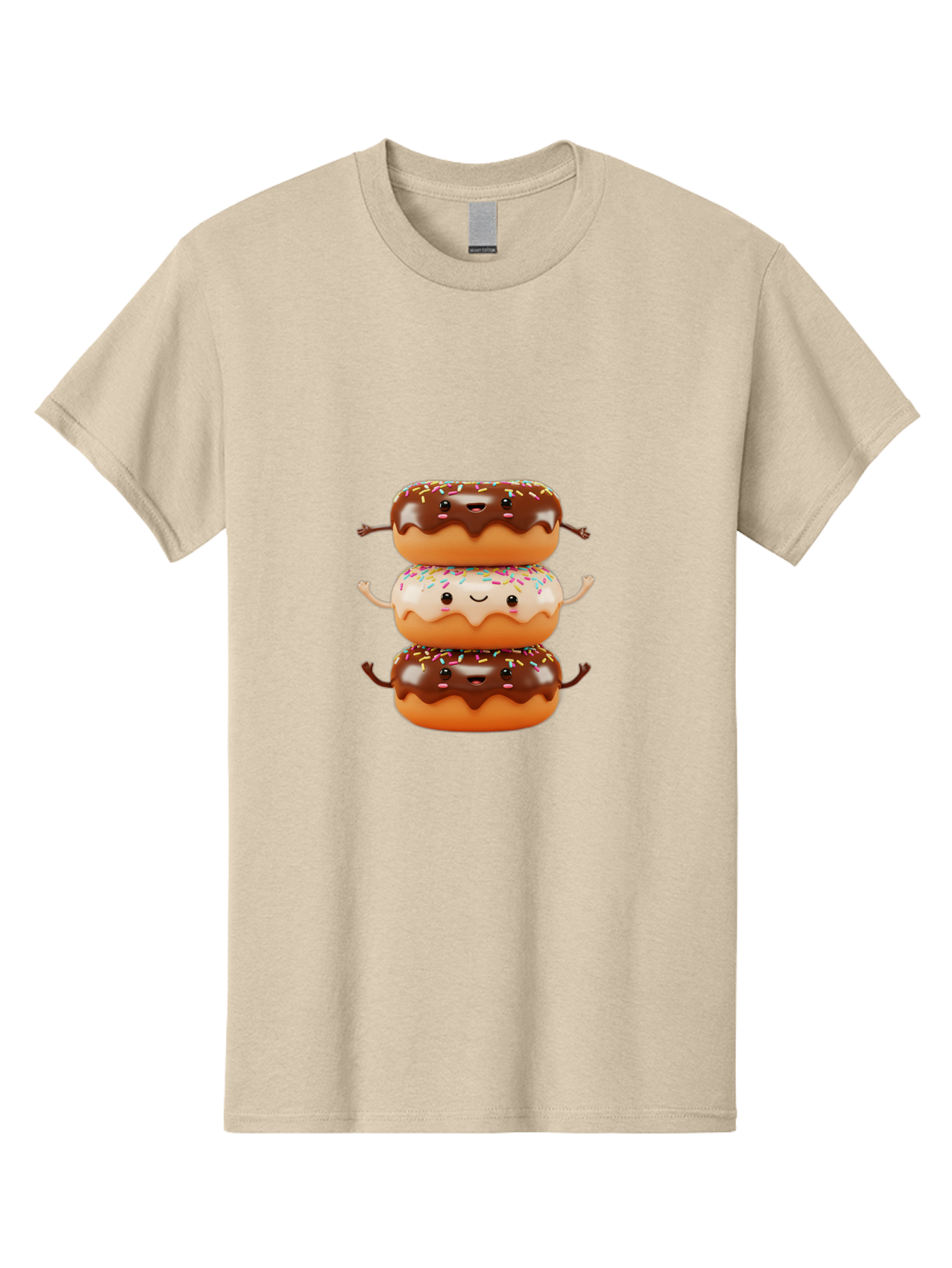Donut-Stack Men'S Graphic Tee, 100% Cotton, Comfortable Casual Summer Wear, Machine Washable, Stacked Donuts, Chocolate Glazed Donut, Sprinkles Donut, Smiling Faces, Colorful Sweets, Playful Pastries, Sweet Treats, Dessert Lovers, Donut Stack, Baa514 5
