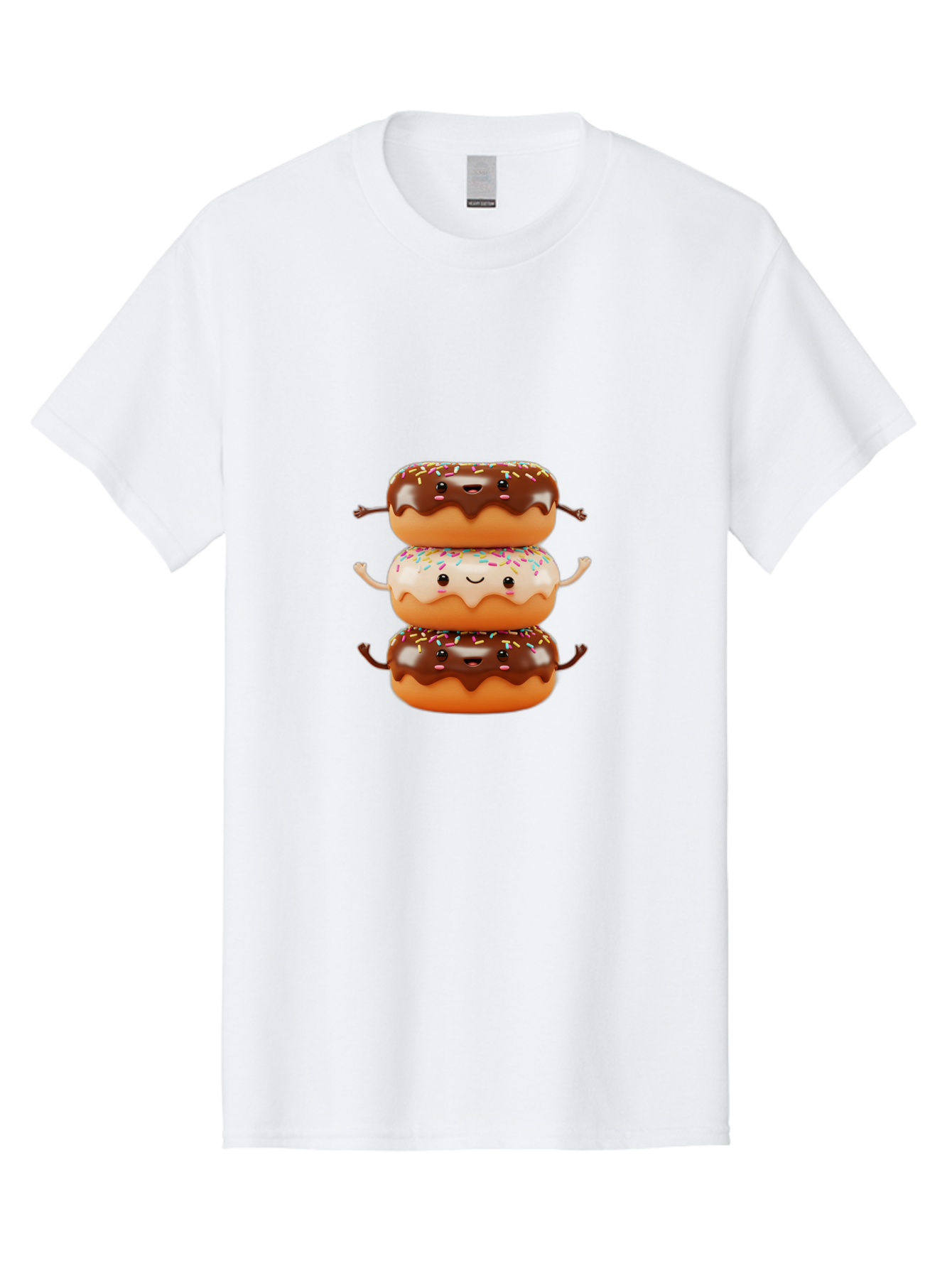 Donut-Stack Men'S Graphic Tee, 100% Cotton, Comfortable Casual Summer Wear, Machine Washable, Stacked Donuts, Chocolate Glazed Donut, Sprinkles Donut, Smiling Faces, Colorful Sweets, Playful Pastries, Sweet Treats, Dessert Lovers, Donut Stack, Baa514 7