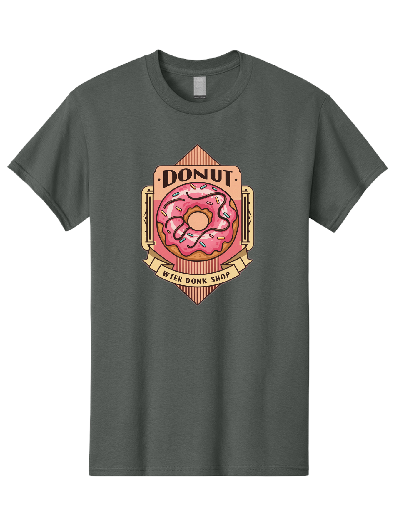 Donut-Wter-Donk-Shop Men'S Graphic Tee, 100% Cotton, Comfortable Casual Summer Wear, Machine Washable, Vintage Donut Illustration, Retro Donut Shop Signage, Sweet Treats, Dessert Lovers, Tasty Donuts, Donut Shop Branding, Classic Donut Design, Baa517 29