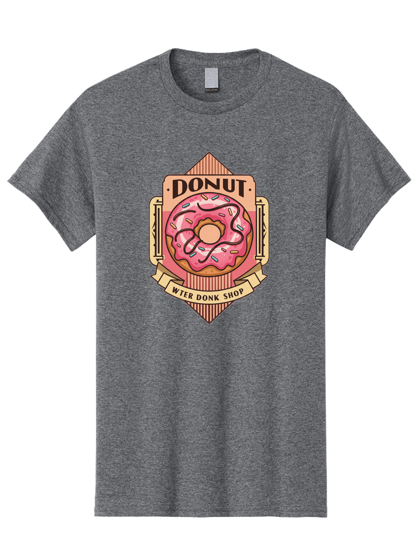 Donut-Wter-Donk-Shop Men'S Graphic Tee, 100% Cotton, Comfortable Casual Summer Wear, Machine Washable, Vintage Donut Illustration, Retro Donut Shop Signage, Sweet Treats, Dessert Lovers, Tasty Donuts, Donut Shop Branding, Classic Donut Design, Baa517 1