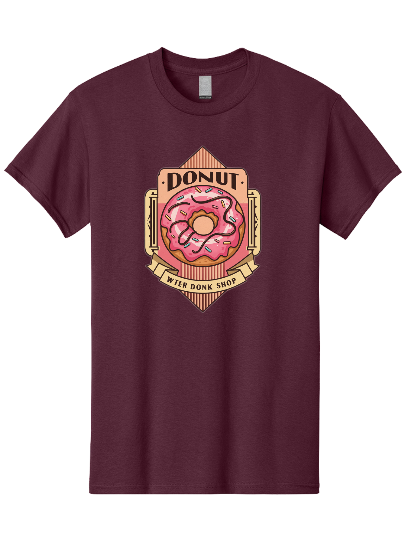 Donut-Wter-Donk-Shop Men'S Graphic Tee, 100% Cotton, Comfortable Casual Summer Wear, Machine Washable, Vintage Donut Illustration, Retro Donut Shop Signage, Sweet Treats, Dessert Lovers, Tasty Donuts, Donut Shop Branding, Classic Donut Design, Baa517 17