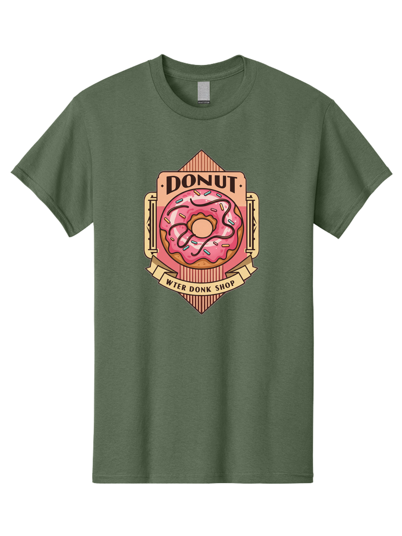 Donut-Wter-Donk-Shop Men'S Graphic Tee, 100% Cotton, Comfortable Casual Summer Wear, Machine Washable, Vintage Donut Illustration, Retro Donut Shop Signage, Sweet Treats, Dessert Lovers, Tasty Donuts, Donut Shop Branding, Classic Donut Design, Baa517 15