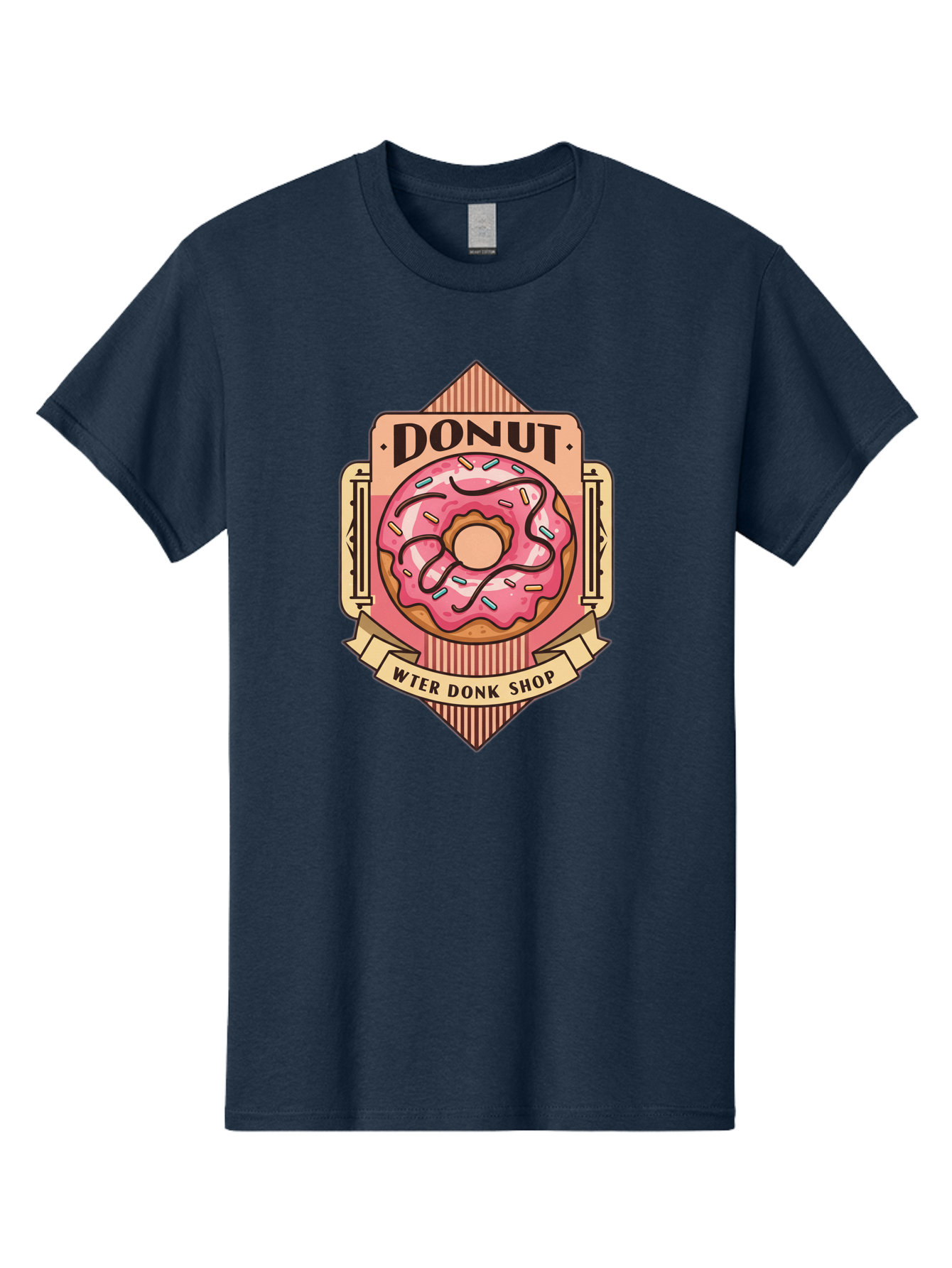 Donut-Wter-Donk-Shop Men'S Graphic Tee, 100% Cotton, Comfortable Casual Summer Wear, Machine Washable, Vintage Donut Illustration, Retro Donut Shop Signage, Sweet Treats, Dessert Lovers, Tasty Donuts, Donut Shop Branding, Classic Donut Design, Baa517 23