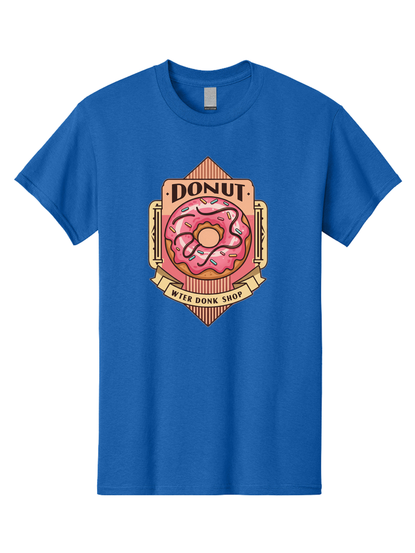 Donut-Wter-Donk-Shop Men'S Graphic Tee, 100% Cotton, Comfortable Casual Summer Wear, Machine Washable, Vintage Donut Illustration, Retro Donut Shop Signage, Sweet Treats, Dessert Lovers, Tasty Donuts, Donut Shop Branding, Classic Donut Design, Baa517 27