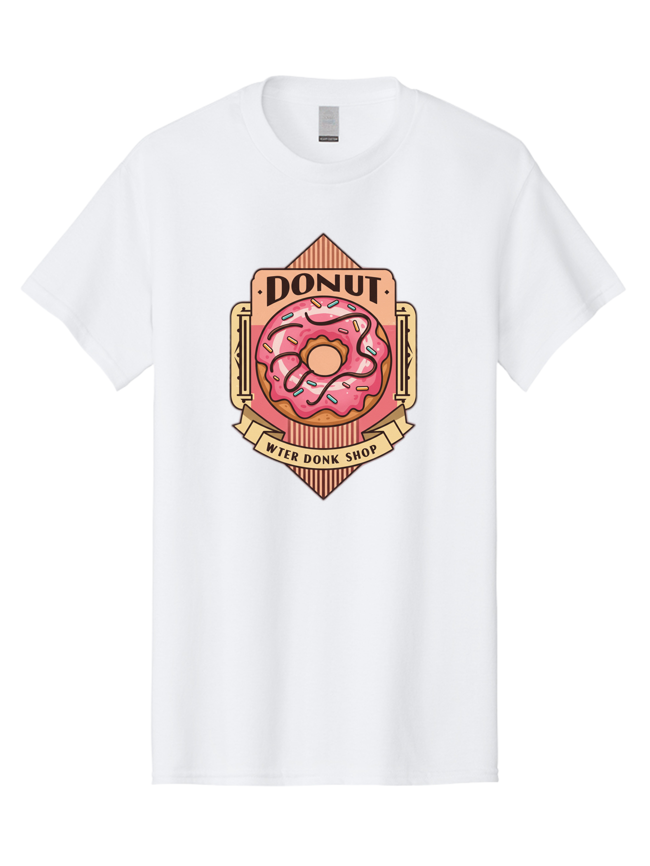 Donut-Wter-Donk-Shop Men'S Graphic Tee, 100% Cotton, Comfortable Casual Summer Wear, Machine Washable, Vintage Donut Illustration, Retro Donut Shop Signage, Sweet Treats, Dessert Lovers, Tasty Donuts, Donut Shop Branding, Classic Donut Design, Baa517 11