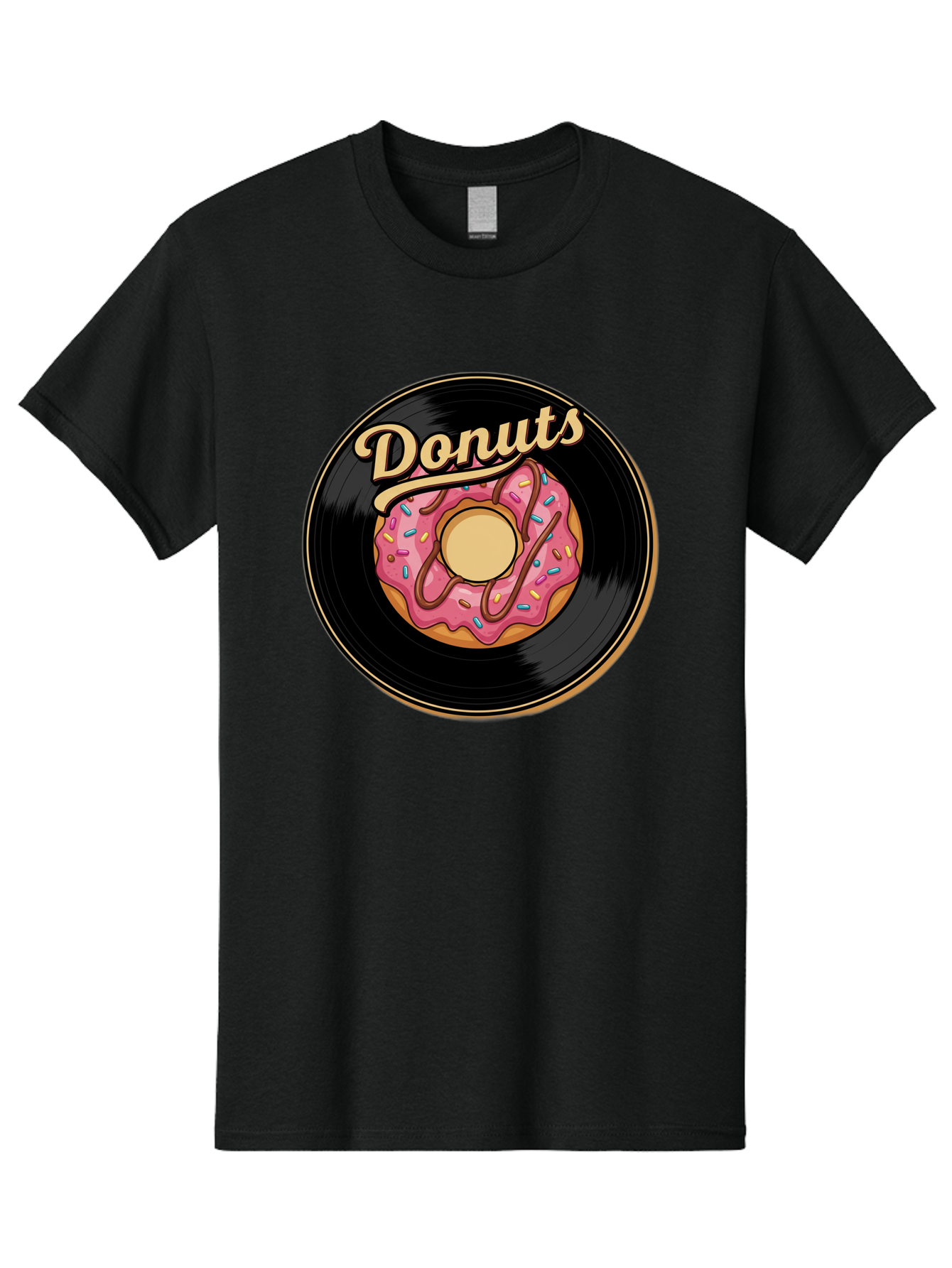 Donuts-3 Men'S Graphic Tee, 100% Cotton, Comfortable Casual Summer Wear, Machine Washable, Donut On Vinyl Record, Pink Donut With Sprinkles, Chocolate Drizzle, Sweet Treat, Retro Design, Donut Love, Vinyl Record Art, Donut Illustration Baa521 17