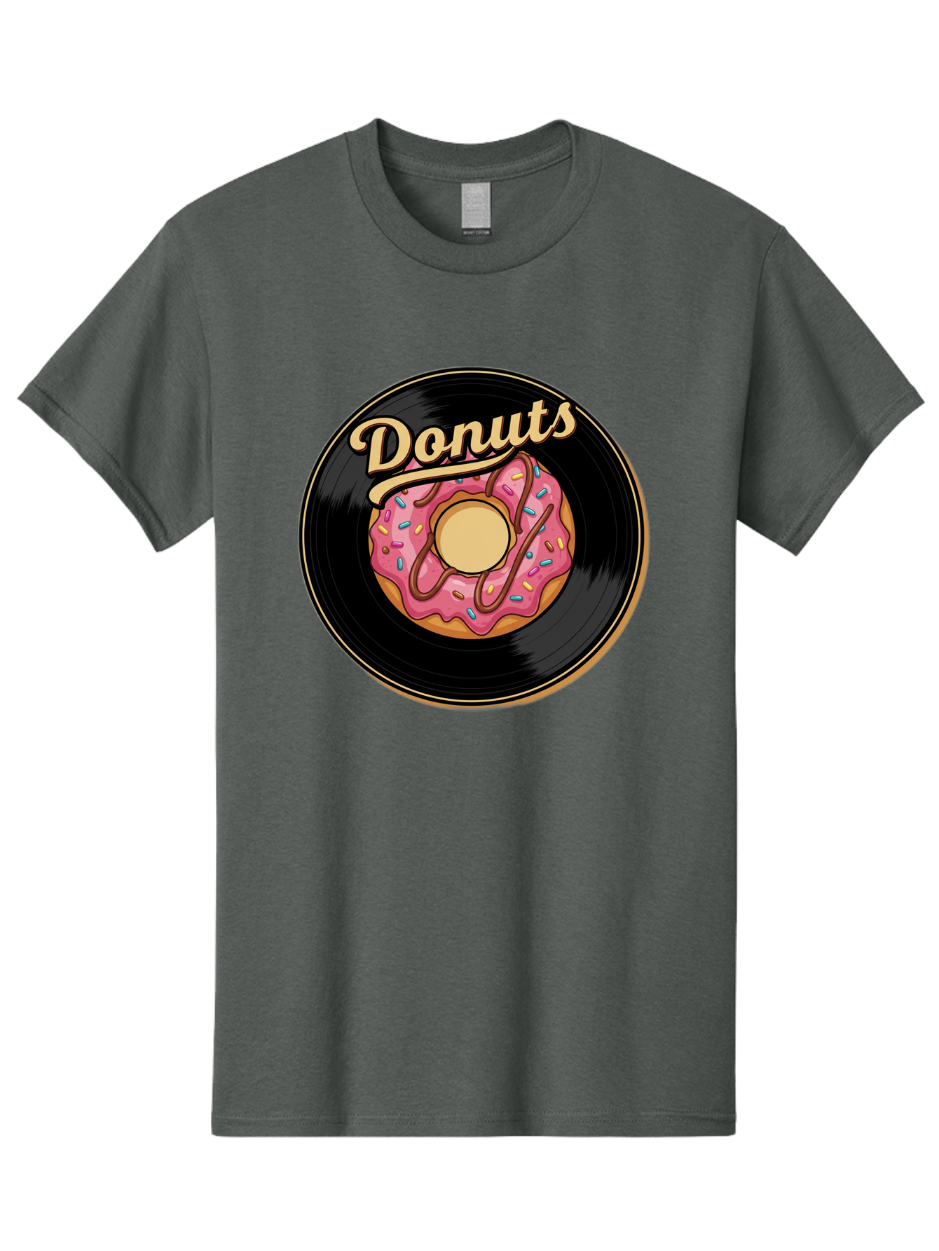 Donuts-3 Men'S Graphic Tee, 100% Cotton, Comfortable Casual Summer Wear, Machine Washable, Donut On Vinyl Record, Pink Donut With Sprinkles, Chocolate Drizzle, Sweet Treat, Retro Design, Donut Love, Vinyl Record Art, Donut Illustration Baa521 27