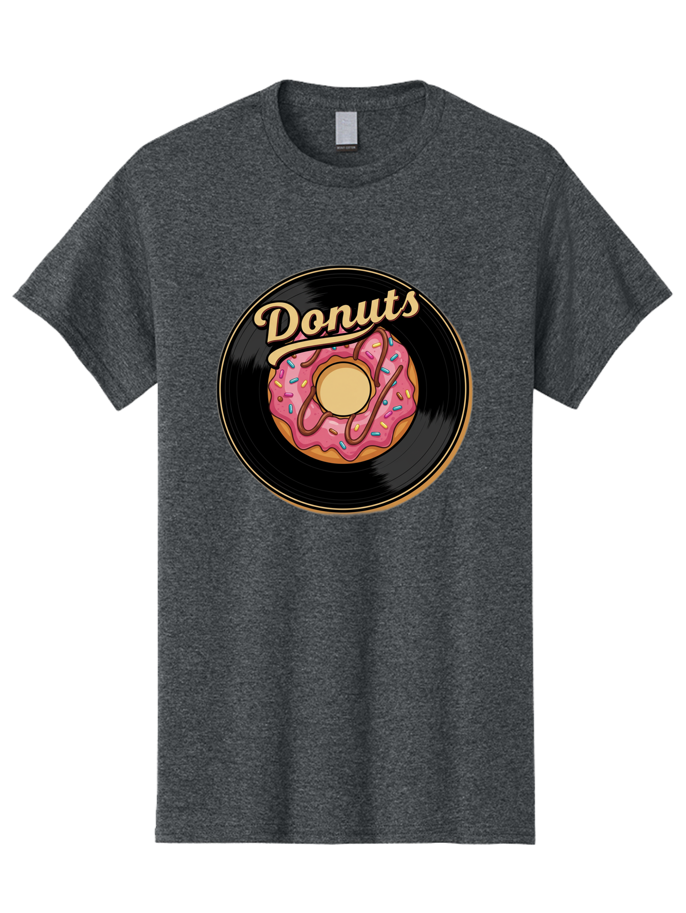 Donuts-3 Men'S Graphic Tee, 100% Cotton, Comfortable Casual Summer Wear, Machine Washable, Donut On Vinyl Record, Pink Donut With Sprinkles, Chocolate Drizzle, Sweet Treat, Retro Design, Donut Love, Vinyl Record Art, Donut Illustration Baa521 7