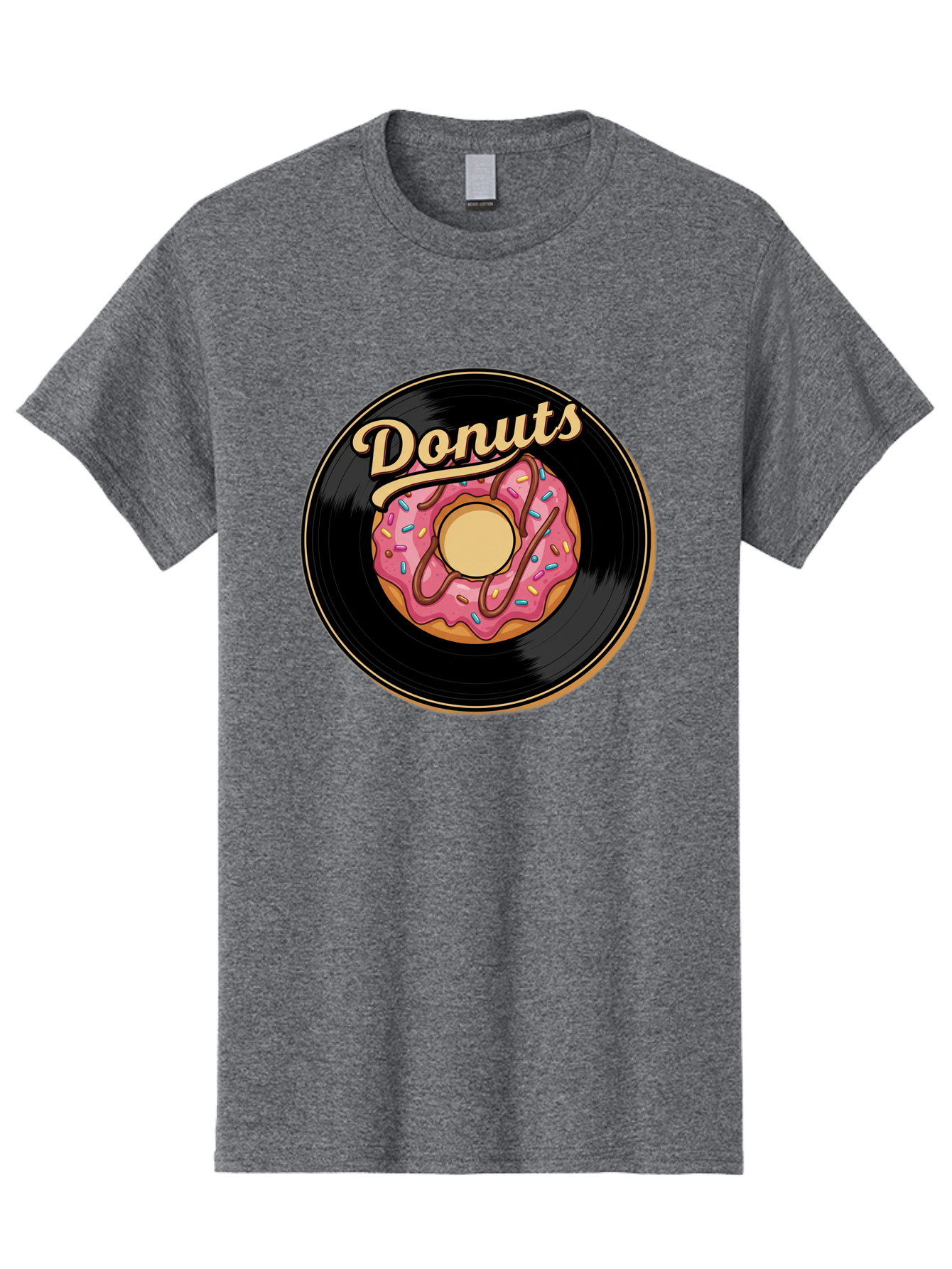 Donuts-3 Men'S Graphic Tee, 100% Cotton, Comfortable Casual Summer Wear, Machine Washable, Donut On Vinyl Record, Pink Donut With Sprinkles, Chocolate Drizzle, Sweet Treat, Retro Design, Donut Love, Vinyl Record Art, Donut Illustration Baa521 15