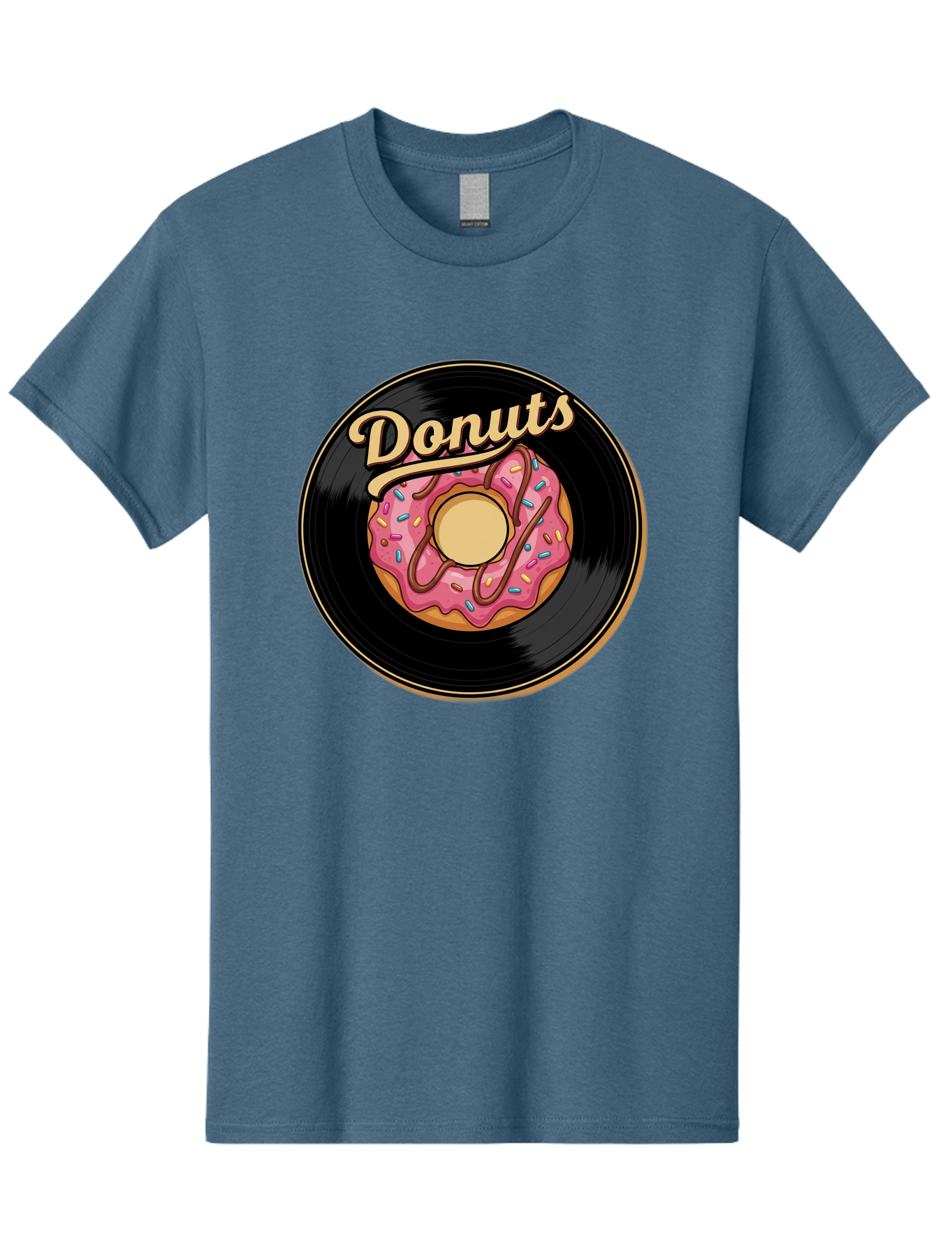 Donuts-3 Men'S Graphic Tee, 100% Cotton, Comfortable Casual Summer Wear, Machine Washable, Donut On Vinyl Record, Pink Donut With Sprinkles, Chocolate Drizzle, Sweet Treat, Retro Design, Donut Love, Vinyl Record Art, Donut Illustration Baa521 19