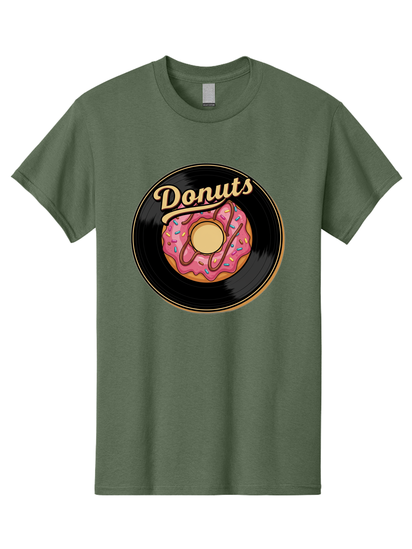 Donuts-3 Men'S Graphic Tee, 100% Cotton, Comfortable Casual Summer Wear, Machine Washable, Donut On Vinyl Record, Pink Donut With Sprinkles, Chocolate Drizzle, Sweet Treat, Retro Design, Donut Love, Vinyl Record Art, Donut Illustration Baa521 13