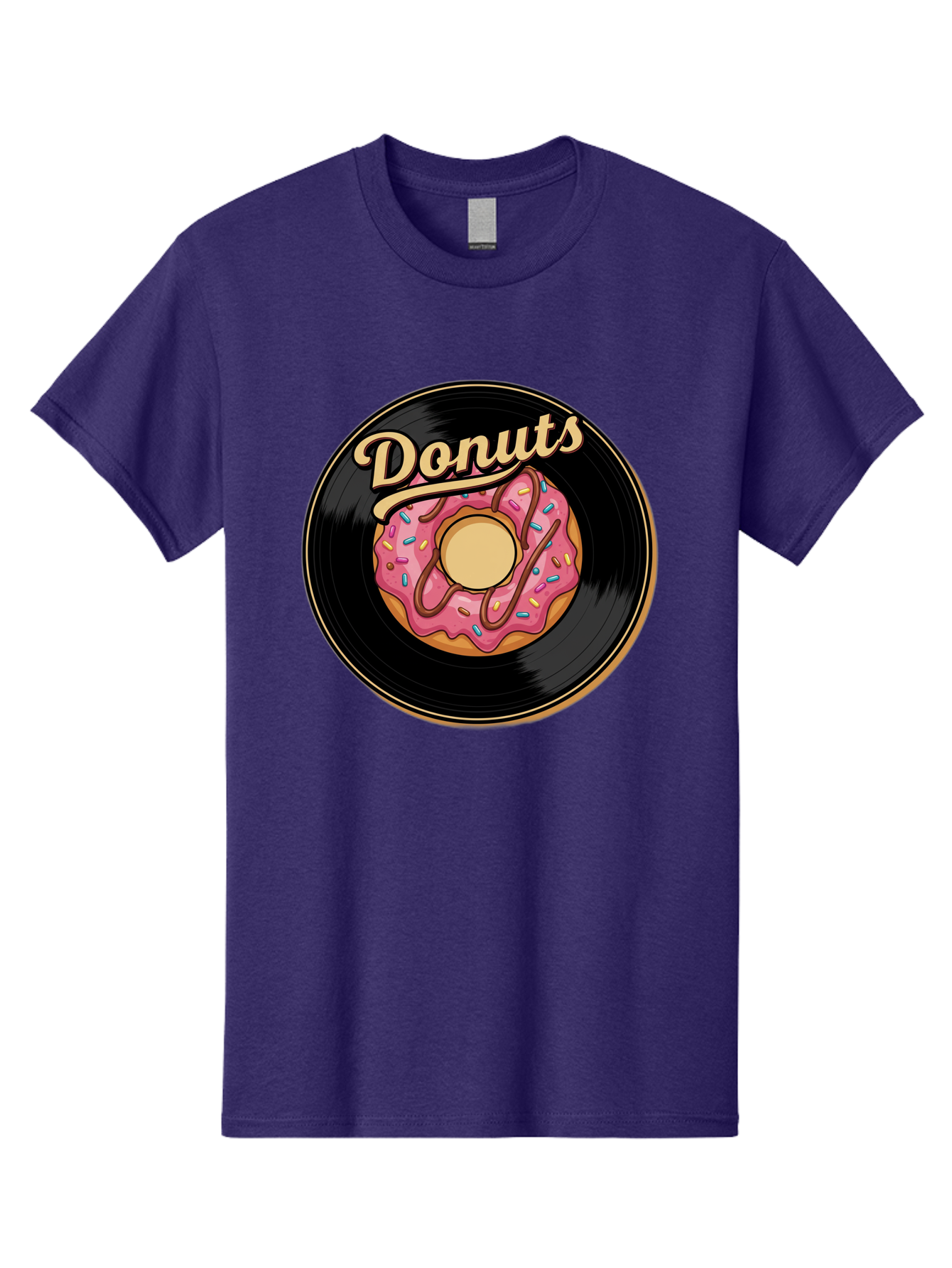 Donuts-3 Men'S Graphic Tee, 100% Cotton, Comfortable Casual Summer Wear, Machine Washable, Donut On Vinyl Record, Pink Donut With Sprinkles, Chocolate Drizzle, Sweet Treat, Retro Design, Donut Love, Vinyl Record Art, Donut Illustration Baa521 29