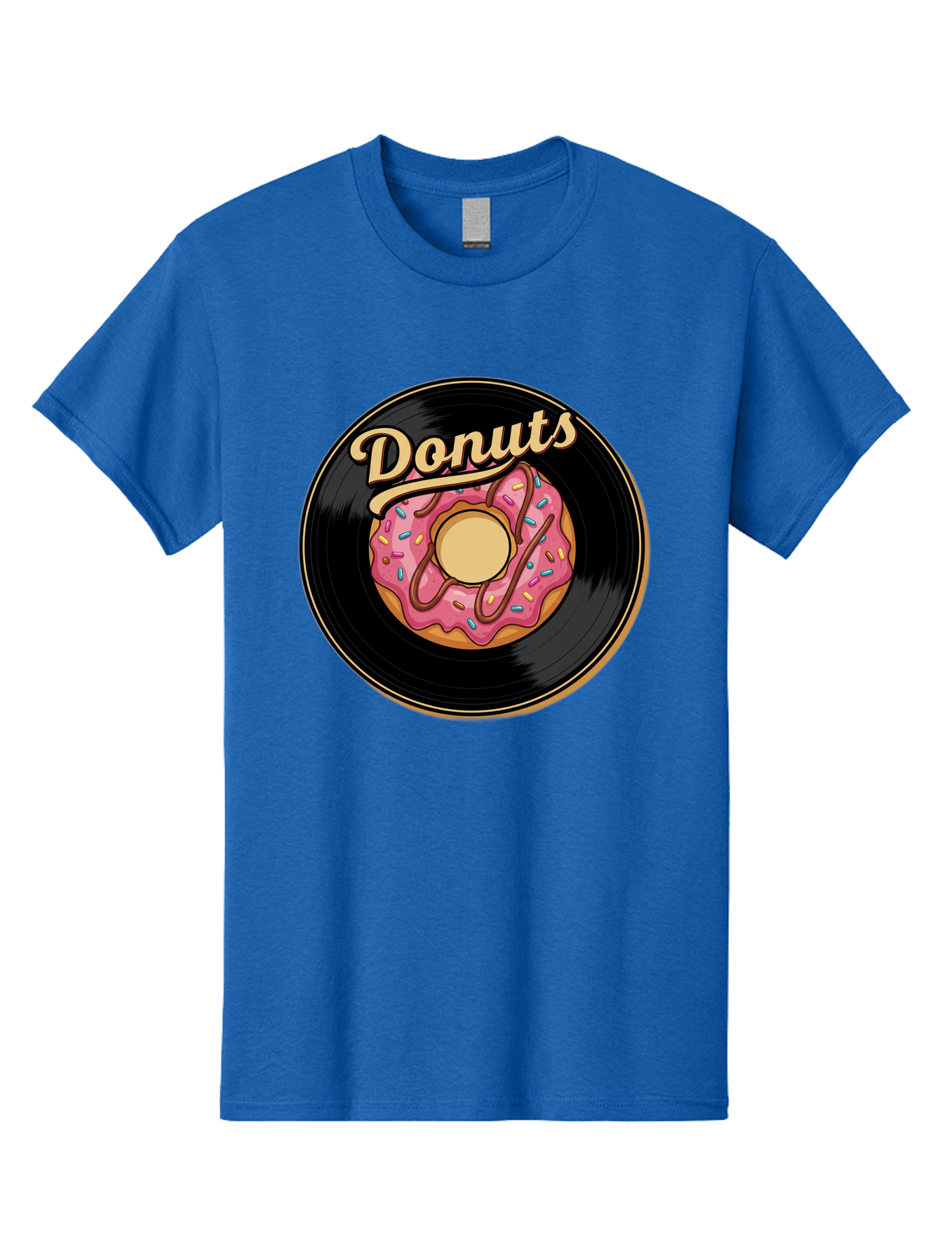 Donuts-3 Men'S Graphic Tee, 100% Cotton, Comfortable Casual Summer Wear, Machine Washable, Donut On Vinyl Record, Pink Donut With Sprinkles, Chocolate Drizzle, Sweet Treat, Retro Design, Donut Love, Vinyl Record Art, Donut Illustration Baa521 11