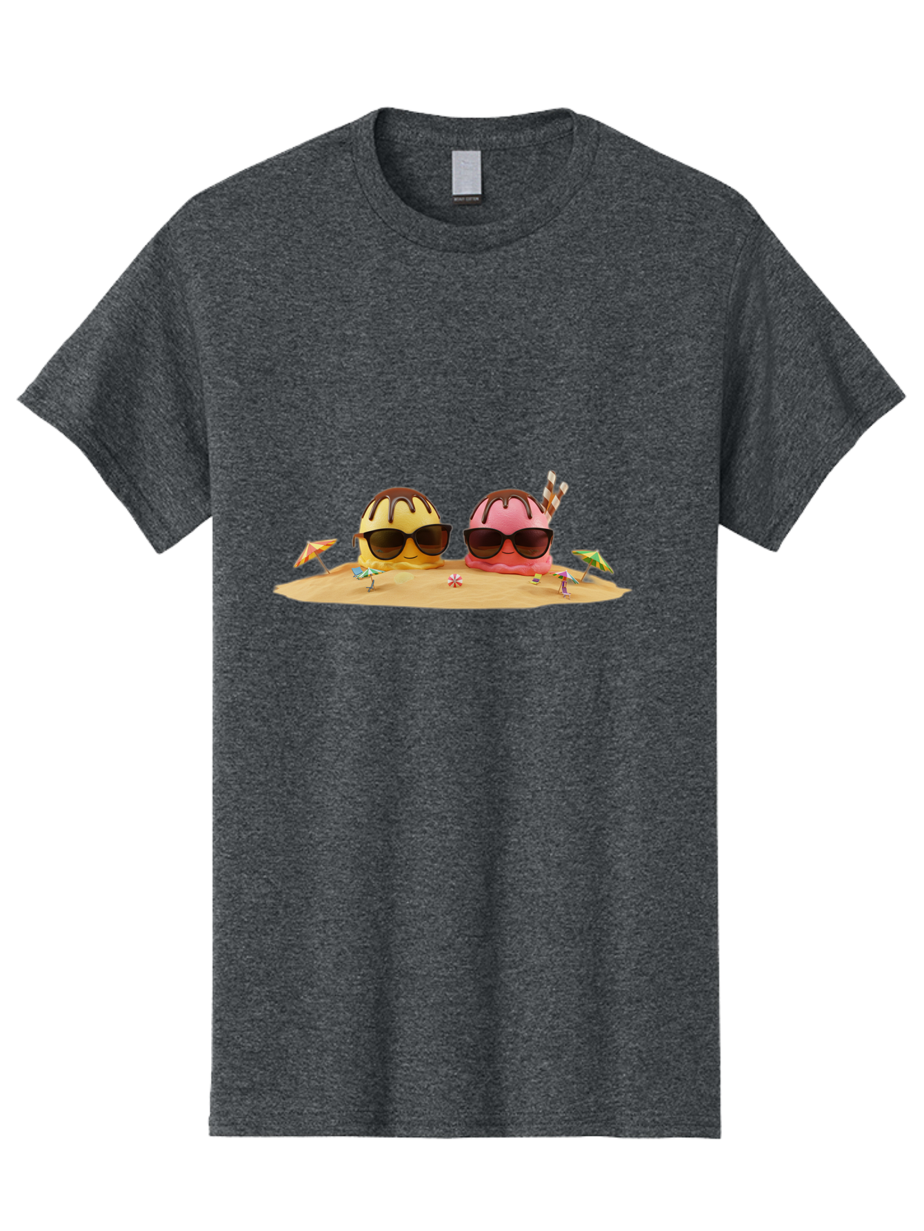 Donuts-On-Island Men'S Graphic Tee, 100% Cotton, Comfortable Casual Summer Wear, Machine Washable, Cupcakes On Island, Sunglasses, Beach Umbrellas, Summer Fun, Cartoon Style, Sweet Treats, Tropical Getaway, Vacation Vibes, Dessert Lovers, Baa527 7