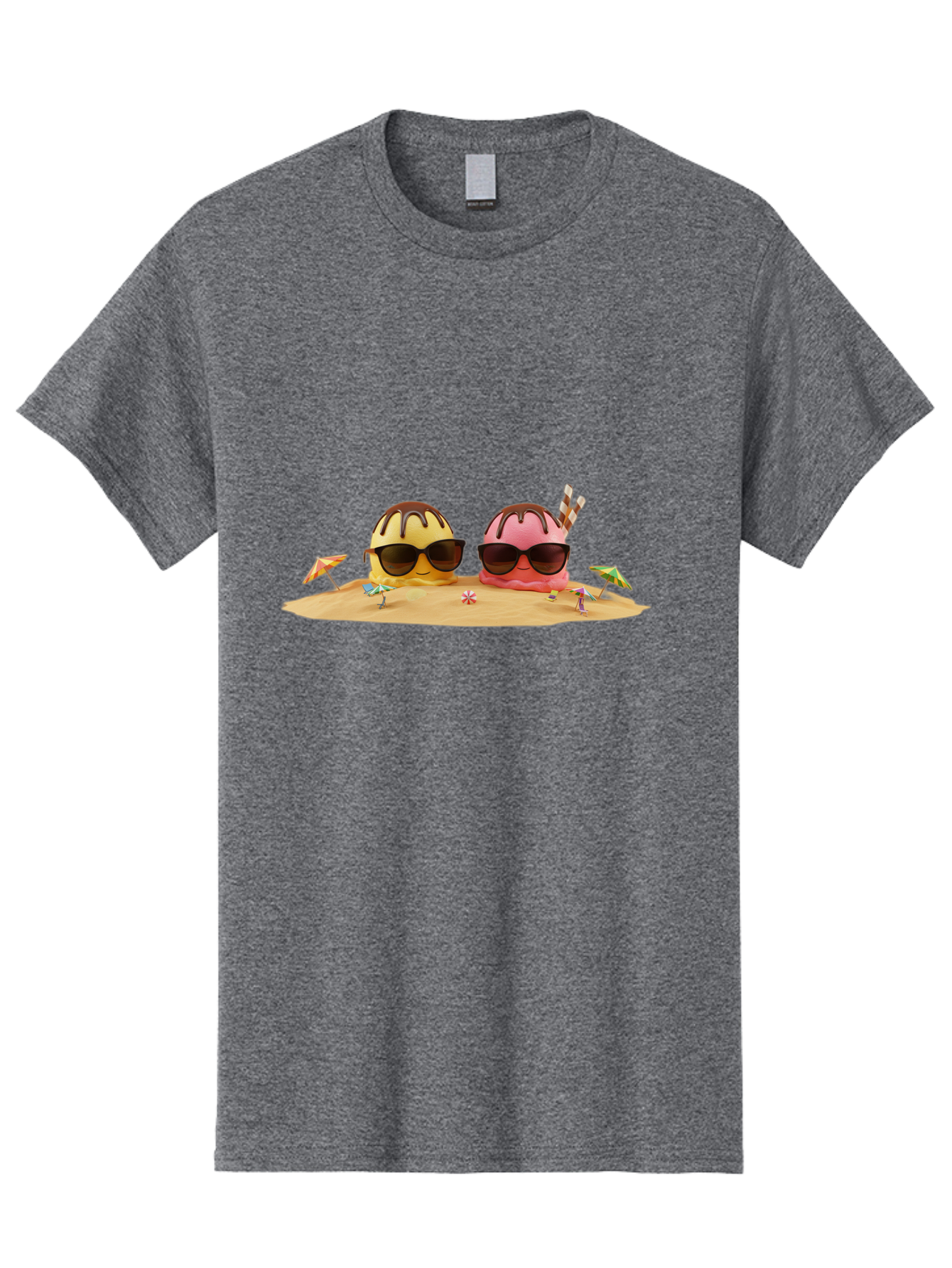 Donuts-On-Island Men'S Graphic Tee, 100% Cotton, Comfortable Casual Summer Wear, Machine Washable, Cupcakes On Island, Sunglasses, Beach Umbrellas, Summer Fun, Cartoon Style, Sweet Treats, Tropical Getaway, Vacation Vibes, Dessert Lovers, Baa527 21