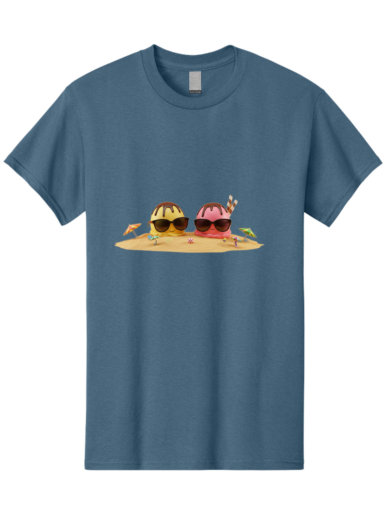 Donuts-On-Island Men'S Graphic Tee, 100% Cotton, Comfortable Casual Summer Wear, Machine Washable, Cupcakes On Island, Sunglasses, Beach Umbrellas, Summer Fun, Cartoon Style, Sweet Treats, Tropical Getaway, Vacation Vibes, Dessert Lovers, Baa527 13