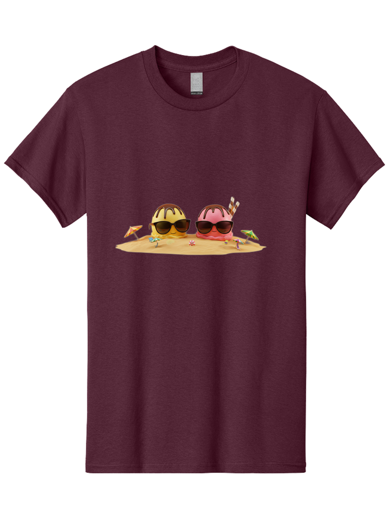 Donuts-On-Island Men'S Graphic Tee, 100% Cotton, Comfortable Casual Summer Wear, Machine Washable, Cupcakes On Island, Sunglasses, Beach Umbrellas, Summer Fun, Cartoon Style, Sweet Treats, Tropical Getaway, Vacation Vibes, Dessert Lovers, Baa527 15