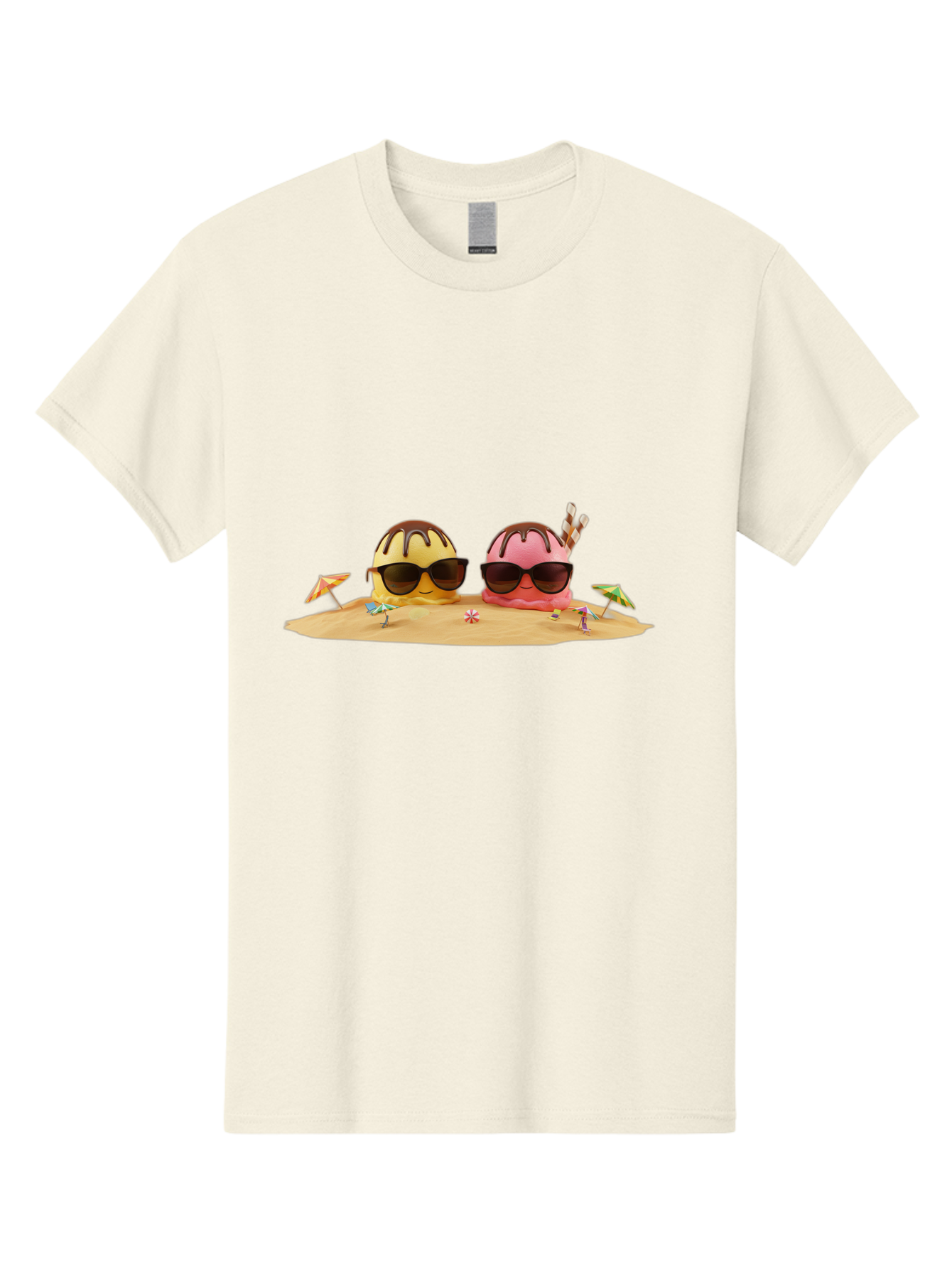 Donuts-On-Island Men'S Graphic Tee, 100% Cotton, Comfortable Casual Summer Wear, Machine Washable, Cupcakes On Island, Sunglasses, Beach Umbrellas, Summer Fun, Cartoon Style, Sweet Treats, Tropical Getaway, Vacation Vibes, Dessert Lovers, Baa527 25