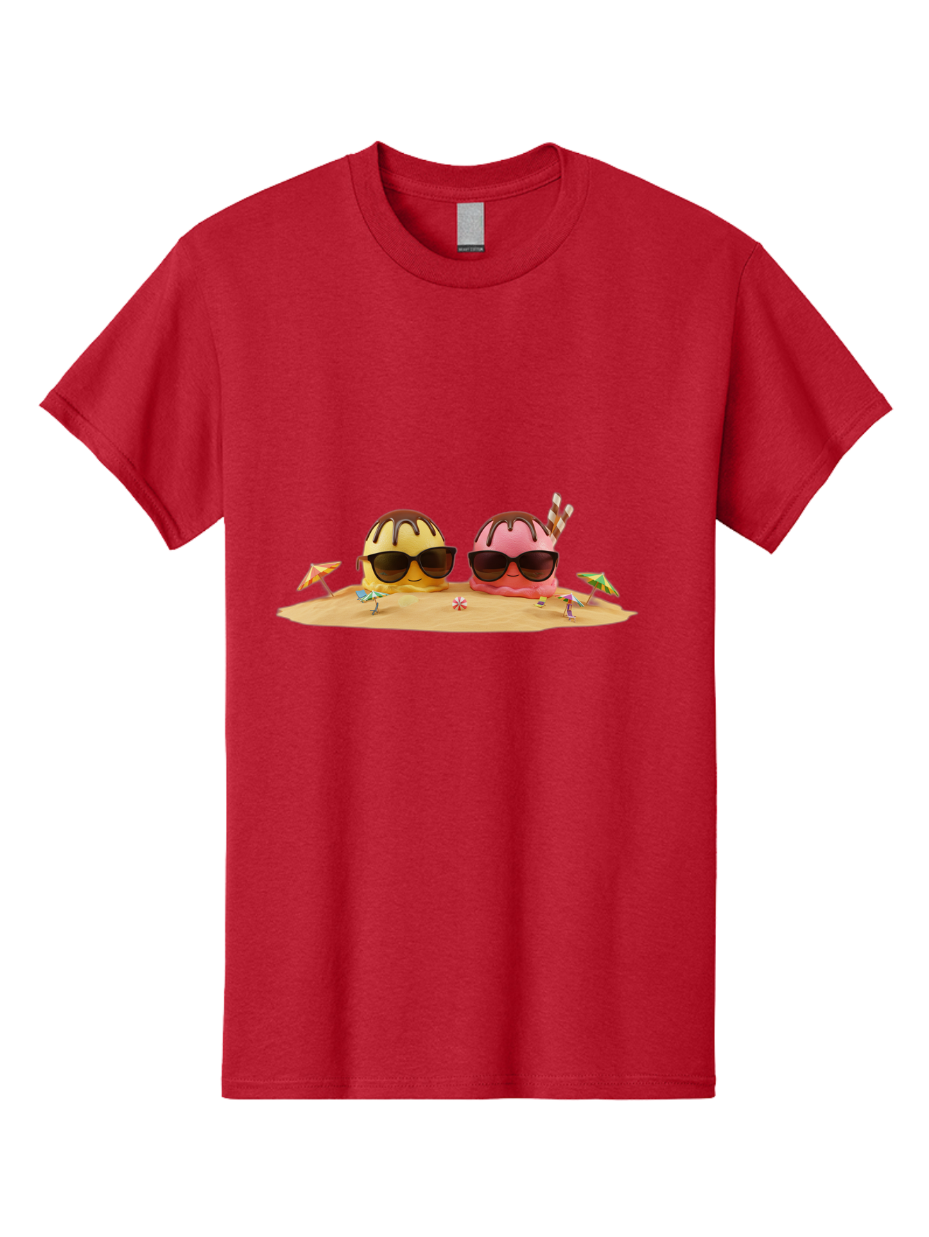 Donuts-On-Island Men'S Graphic Tee, 100% Cotton, Comfortable Casual Summer Wear, Machine Washable, Cupcakes On Island, Sunglasses, Beach Umbrellas, Summer Fun, Cartoon Style, Sweet Treats, Tropical Getaway, Vacation Vibes, Dessert Lovers, Baa527 9