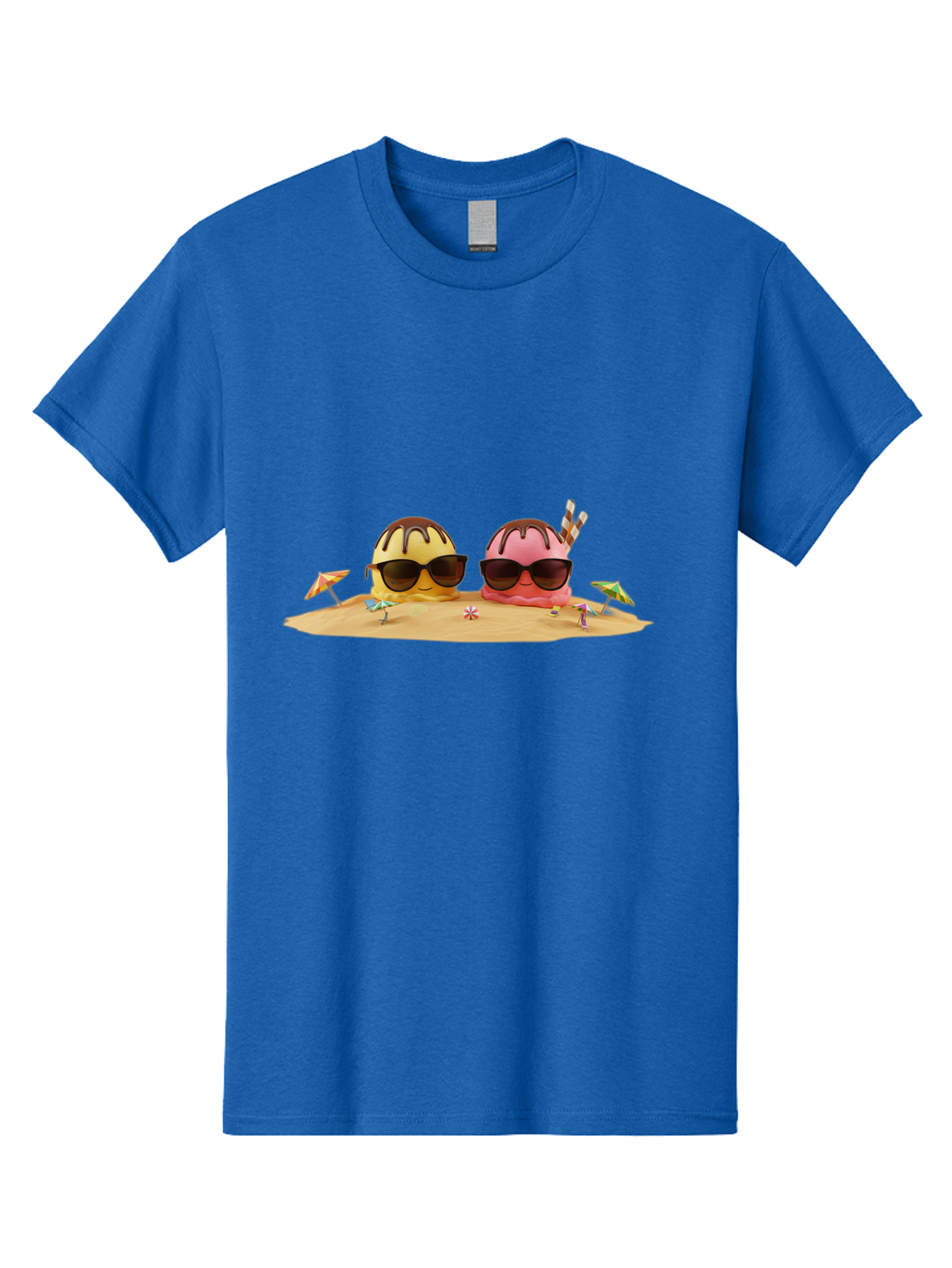 Donuts-On-Island Men'S Graphic Tee, 100% Cotton, Comfortable Casual Summer Wear, Machine Washable, Cupcakes On Island, Sunglasses, Beach Umbrellas, Summer Fun, Cartoon Style, Sweet Treats, Tropical Getaway, Vacation Vibes, Dessert Lovers, Baa527 19