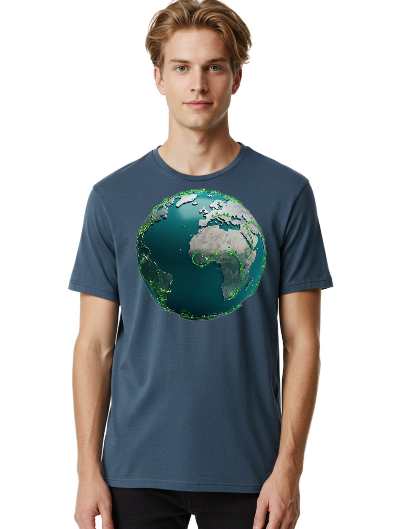 Earth-Globe-2 Men'S Graphic Tee, 100% Cotton, Comfortable Casual Summer Wear, Machine Washable, 3D Globe, World Map, Global Geography, International Boundaries, Africa And South America, Oceanic And Continental Landmasses, Baa577 6