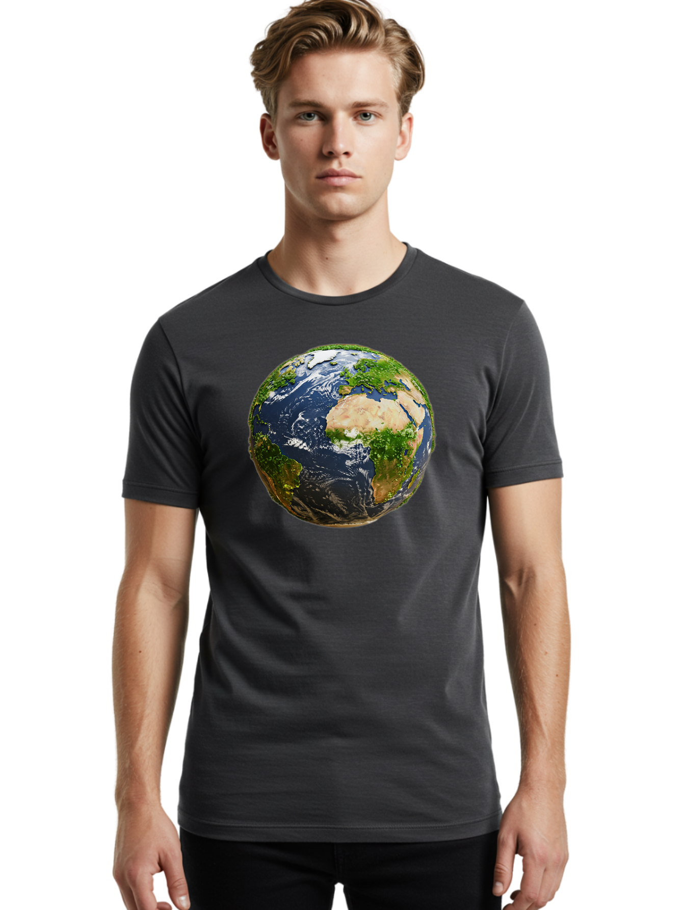 Earth-Globe-3 Men'S Graphic Tee, 100% Cotton, Comfortable Casual Summer Wear, Machine Washable, Globe, Earth From Space, World Map, Africa, Europe, Atlantic Ocean, Natural Beauty, Diverse Geography, Global Unity, Planet Earth Imagery, Baa578 28