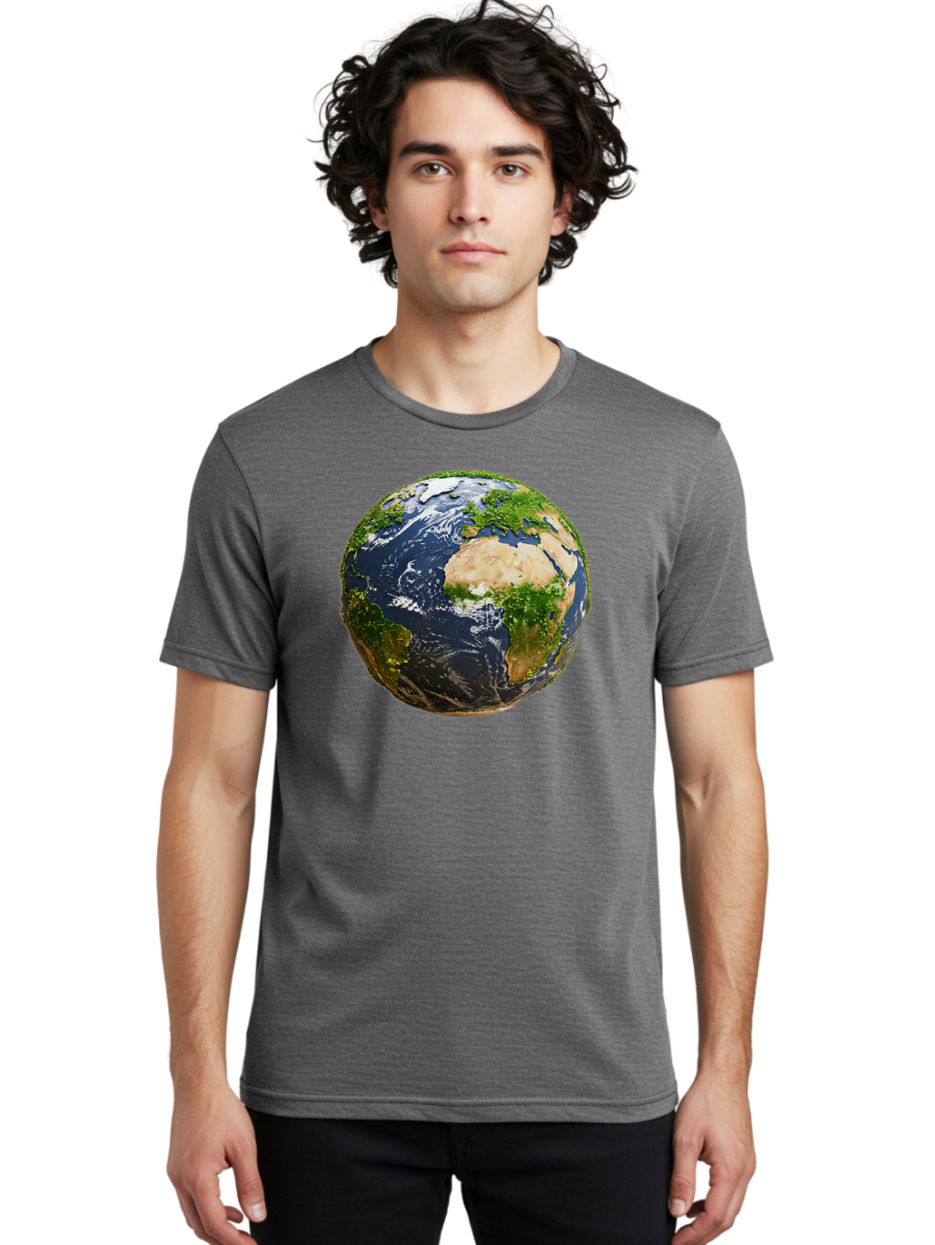 Earth-Globe-3 Men'S Graphic Tee, 100% Cotton, Comfortable Casual Summer Wear, Machine Washable, Globe, Earth From Space, World Map, Africa, Europe, Atlantic Ocean, Natural Beauty, Diverse Geography, Global Unity, Planet Earth Imagery, Baa578 22