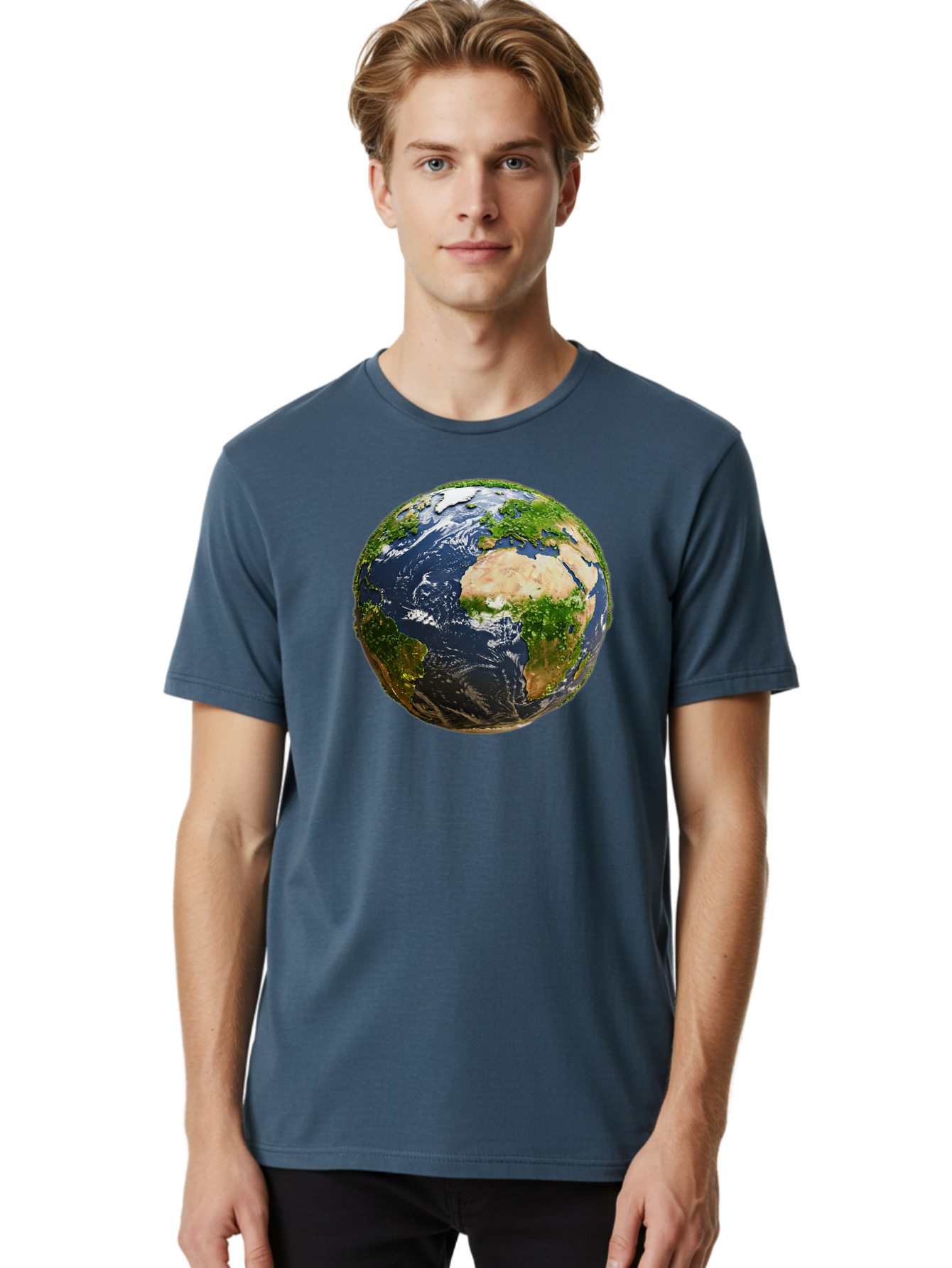 Earth-Globe-3 Men'S Graphic Tee, 100% Cotton, Comfortable Casual Summer Wear, Machine Washable, Globe, Earth From Space, World Map, Africa, Europe, Atlantic Ocean, Natural Beauty, Diverse Geography, Global Unity, Planet Earth Imagery, Baa578 12