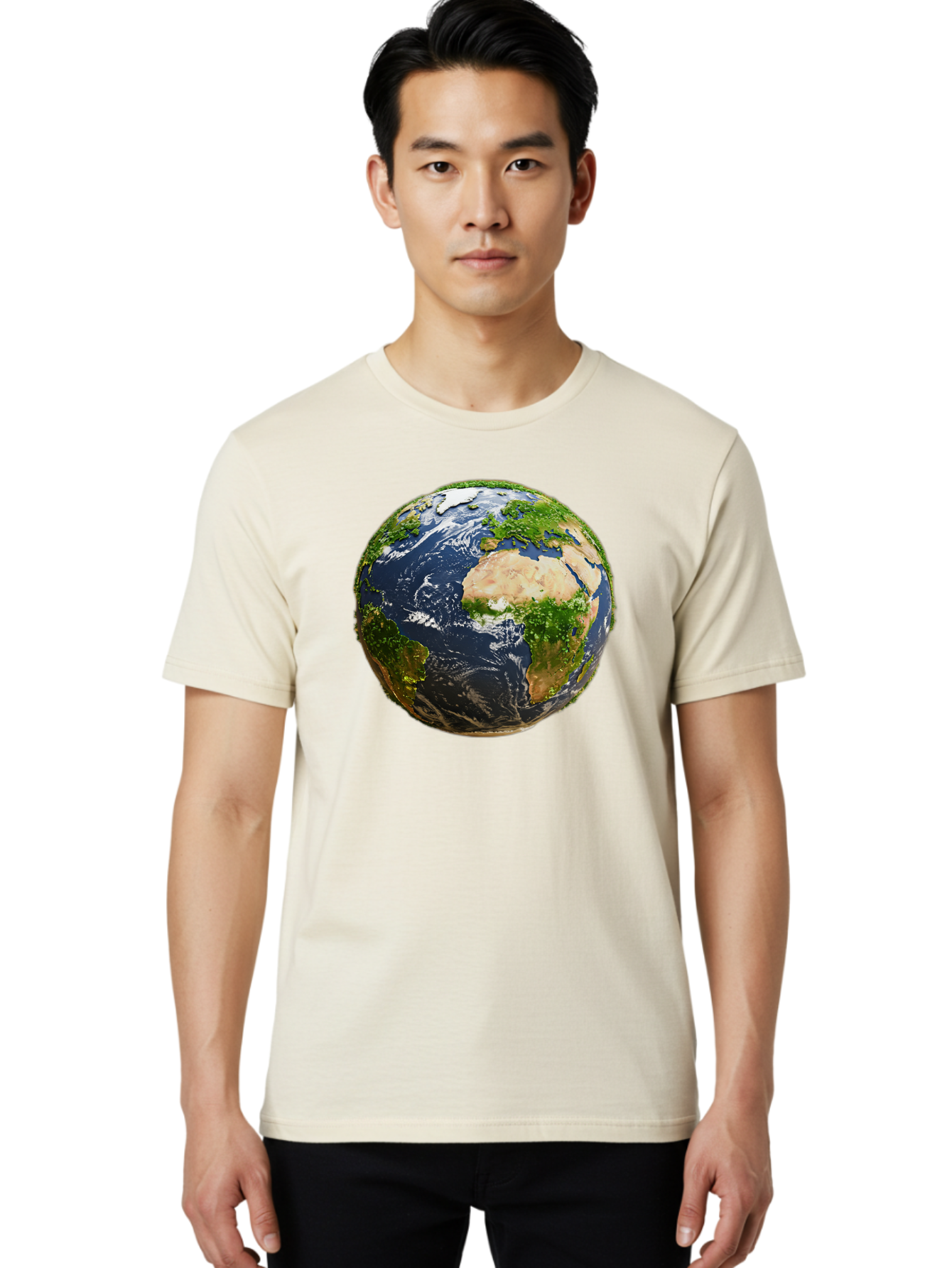 Earth-Globe-3 Men'S Graphic Tee, 100% Cotton, Comfortable Casual Summer Wear, Machine Washable, Globe, Earth From Space, World Map, Africa, Europe, Atlantic Ocean, Natural Beauty, Diverse Geography, Global Unity, Planet Earth Imagery, Baa578 6