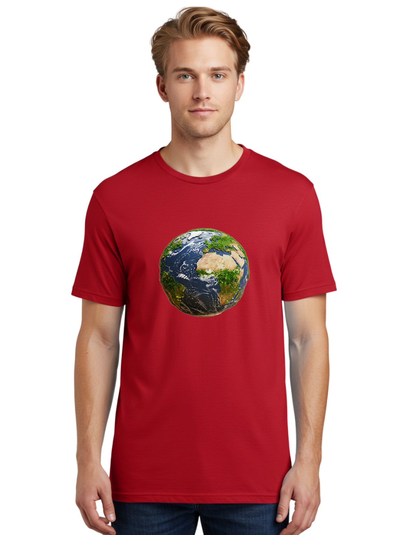 Earth-Globe-3 Men'S Graphic Tee, 100% Cotton, Comfortable Casual Summer Wear, Machine Washable, Globe, Earth From Space, World Map, Africa, Europe, Atlantic Ocean, Natural Beauty, Diverse Geography, Global Unity, Planet Earth Imagery, Baa578 20