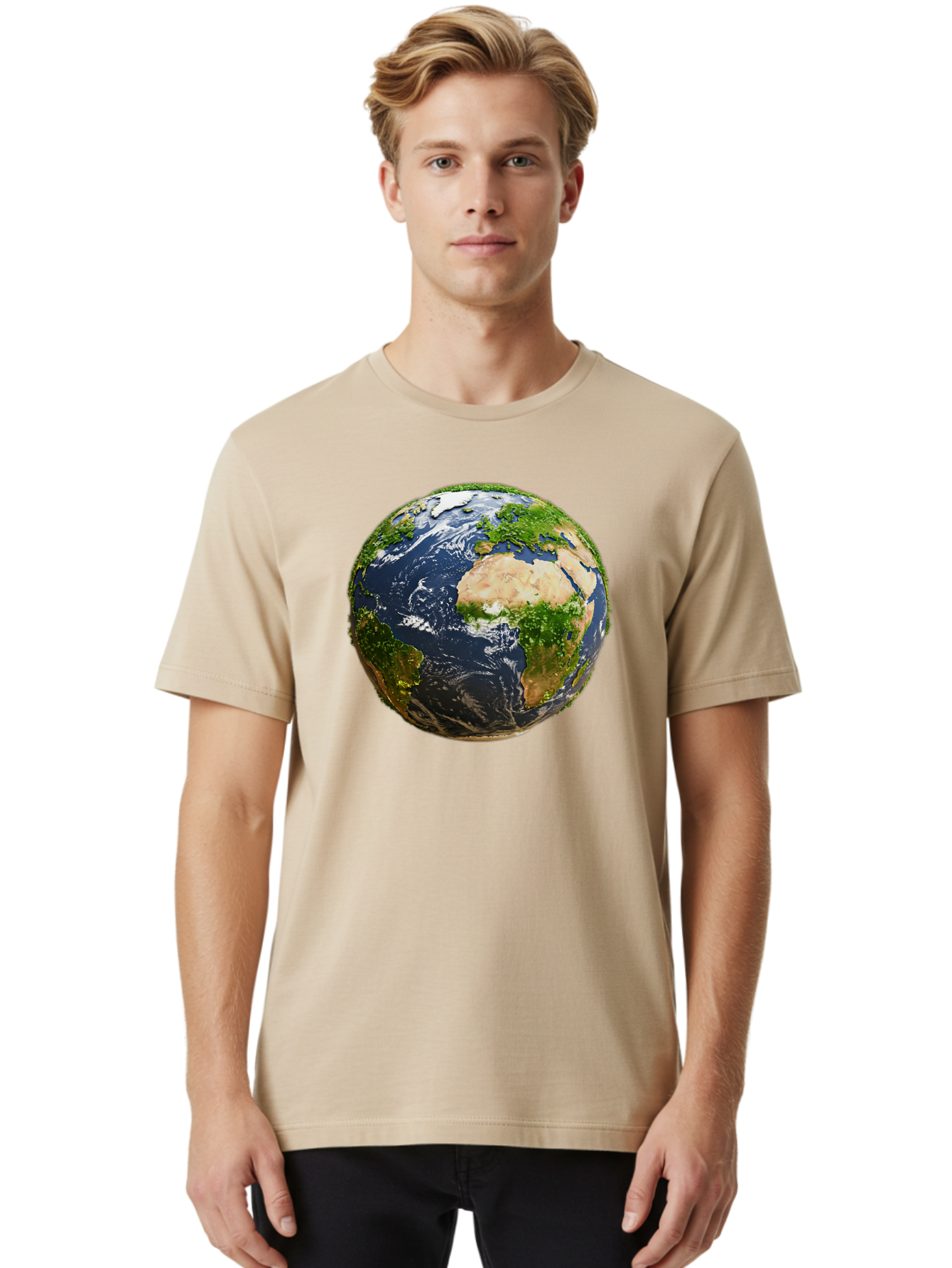 Earth-Globe-3 Men'S Graphic Tee, 100% Cotton, Comfortable Casual Summer Wear, Machine Washable, Globe, Earth From Space, World Map, Africa, Europe, Atlantic Ocean, Natural Beauty, Diverse Geography, Global Unity, Planet Earth Imagery, Baa578 18