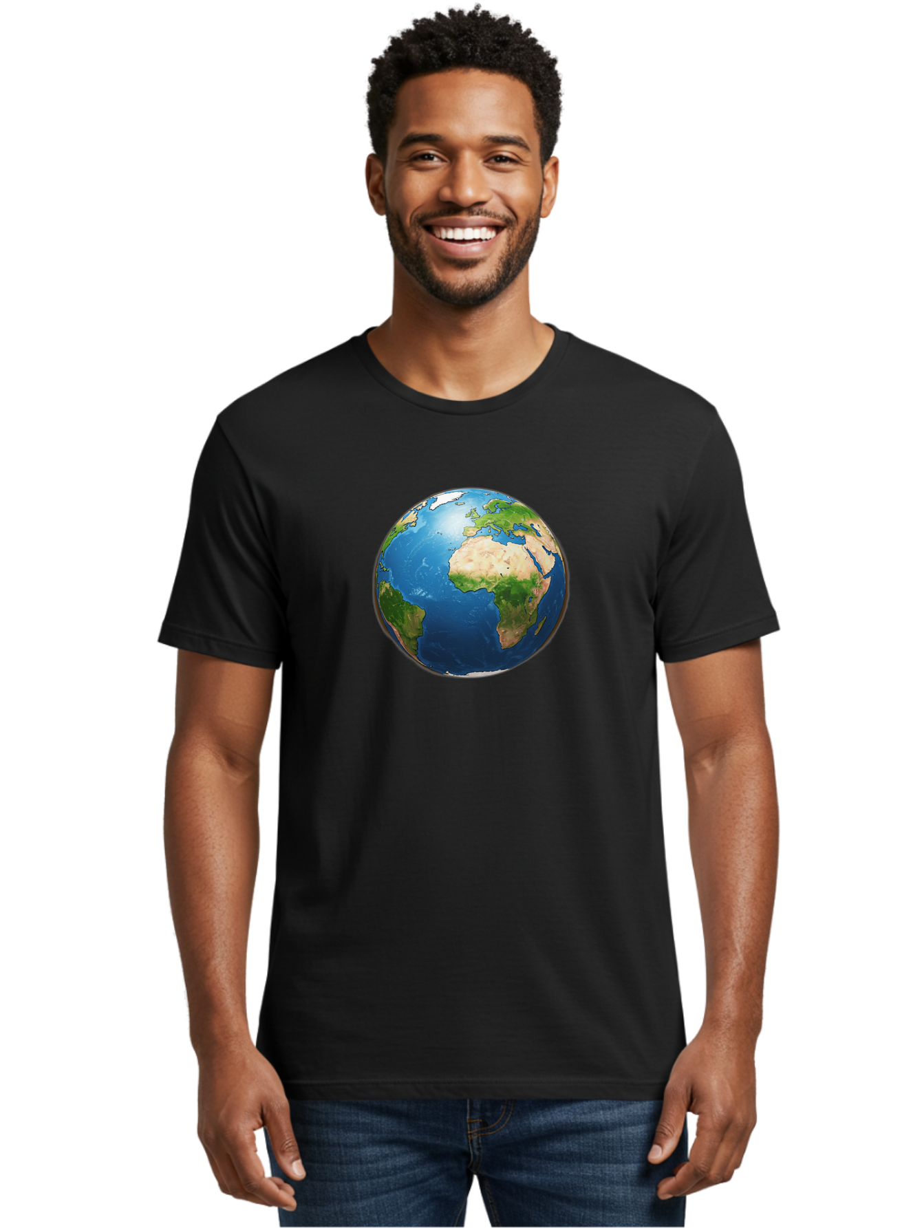 Earth-Globe Men'S Graphic Tee, 100% Cotton, Comfortable Casual Summer Wear, Machine Washable, Globe Showing Africa And Europe, International Connectivity, Global Unity, World Map, 3D Rendering, Earth From Space, Continents, Oceans Baa580 26