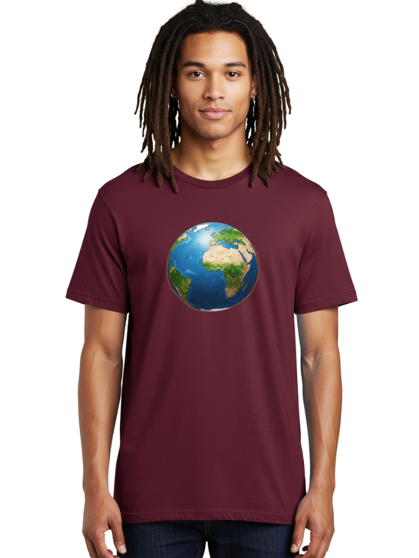 Earth-Globe Men'S Graphic Tee, 100% Cotton, Comfortable Casual Summer Wear, Machine Washable, Globe Showing Africa And Europe, International Connectivity, Global Unity, World Map, 3D Rendering, Earth From Space, Continents, Oceans Baa580 20