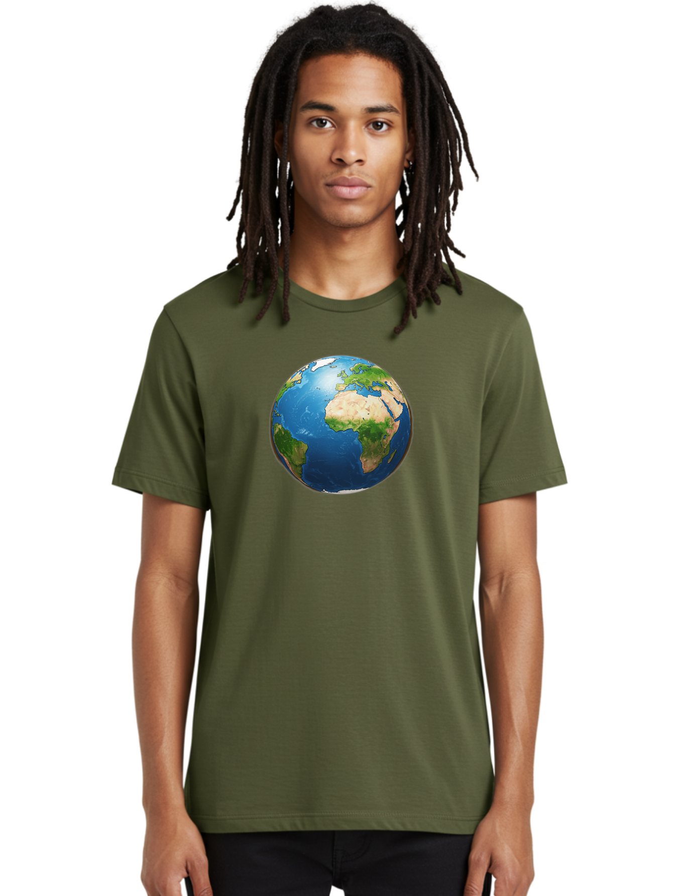 Earth-Globe Men'S Graphic Tee, 100% Cotton, Comfortable Casual Summer Wear, Machine Washable, Globe Showing Africa And Europe, International Connectivity, Global Unity, World Map, 3D Rendering, Earth From Space, Continents, Oceans Baa580 4
