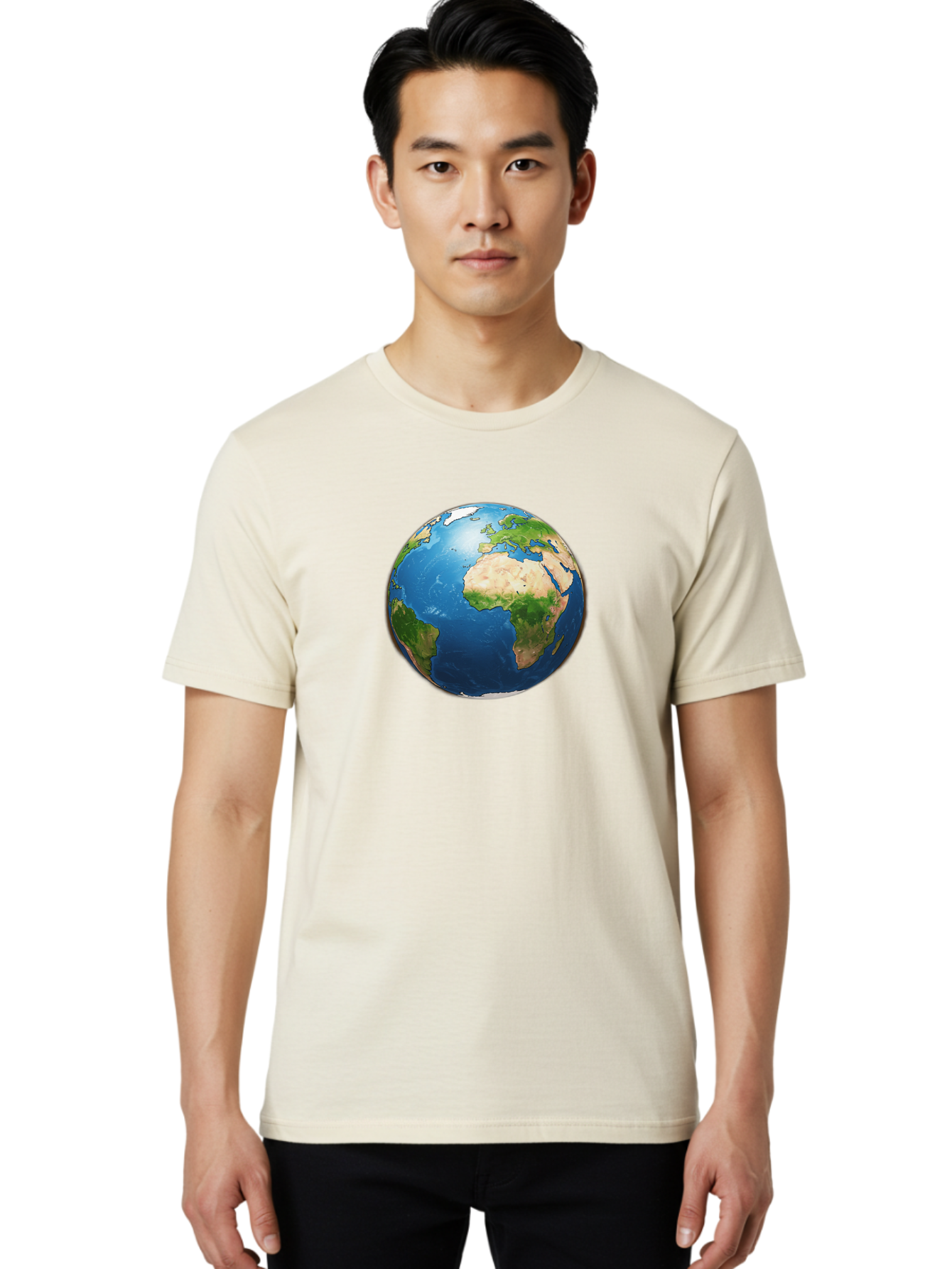 Earth-Globe Men'S Graphic Tee, 100% Cotton, Comfortable Casual Summer Wear, Machine Washable, Globe Showing Africa And Europe, International Connectivity, Global Unity, World Map, 3D Rendering, Earth From Space, Continents, Oceans Baa580 14