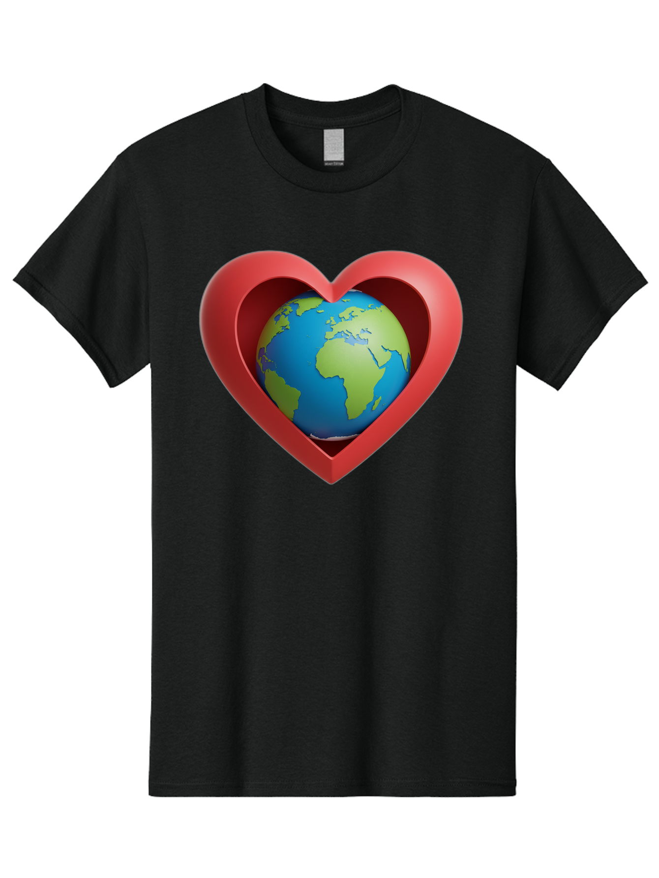 Earth-In-Heart-1 Men'S Graphic Tee, 100% Cotton, Comfortable Casual Summer Wear, Machine Washable, Globe Inside A Heart, 3D Rendering, Symbol Of Love For Earth, Environmental Awareness, Eco-Friendly, Global Unity, Caring For Planet Baa581 17