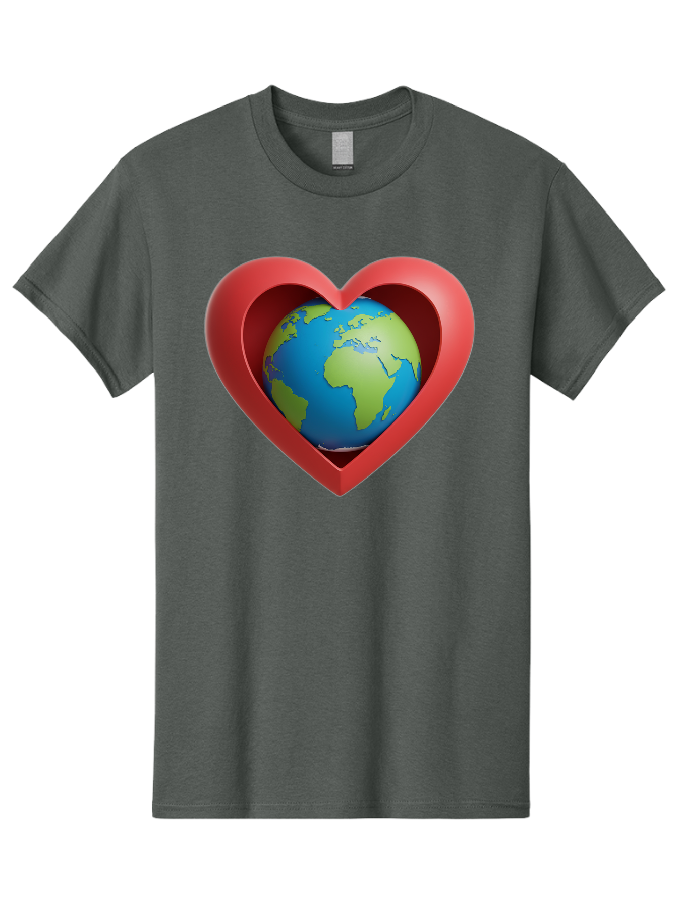 Earth-In-Heart-1 Men'S Graphic Tee, 100% Cotton, Comfortable Casual Summer Wear, Machine Washable, Globe Inside A Heart, 3D Rendering, Symbol Of Love For Earth, Environmental Awareness, Eco-Friendly, Global Unity, Caring For Planet Baa581 5